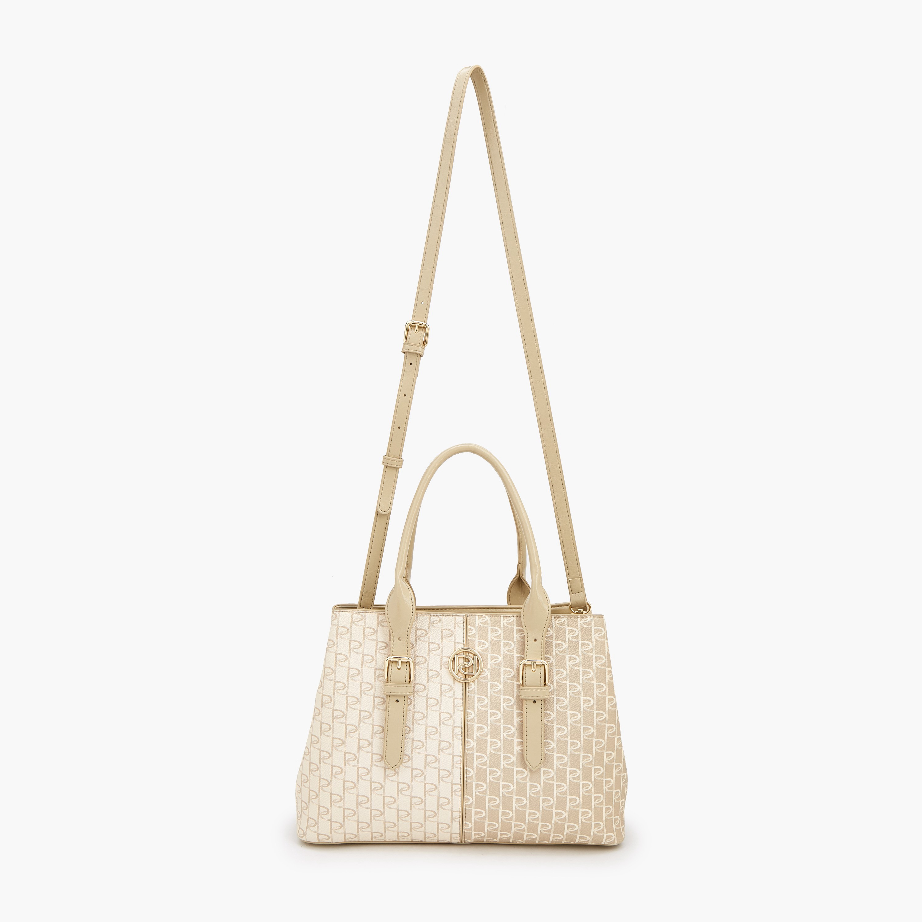 Paprika Monogram Print Tote Bag with Double Handles-women-bagsandwallets-handbags-image-3