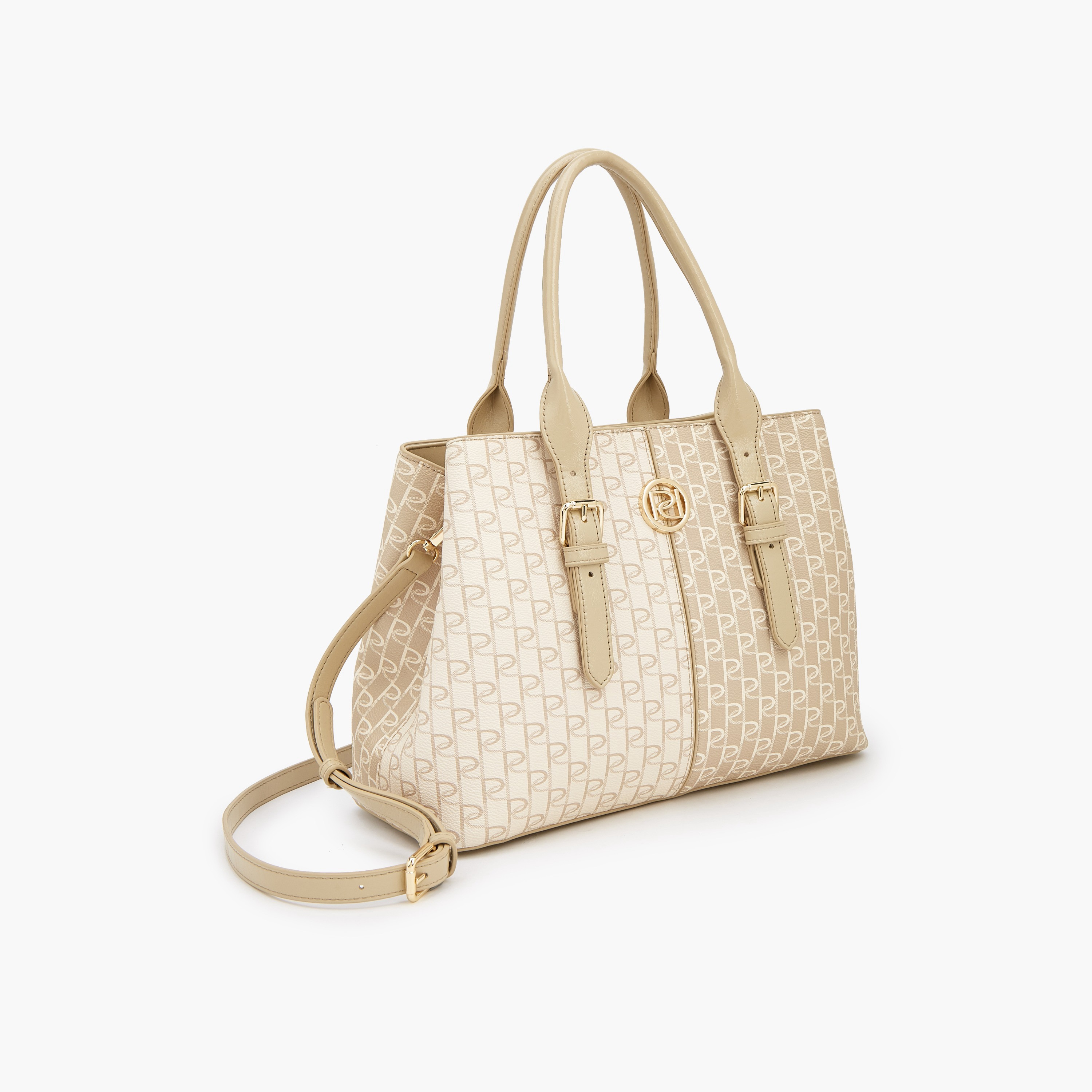 Paprika Monogram Print Tote Bag with Double Handles-women-bagsandwallets-handbags-image-4