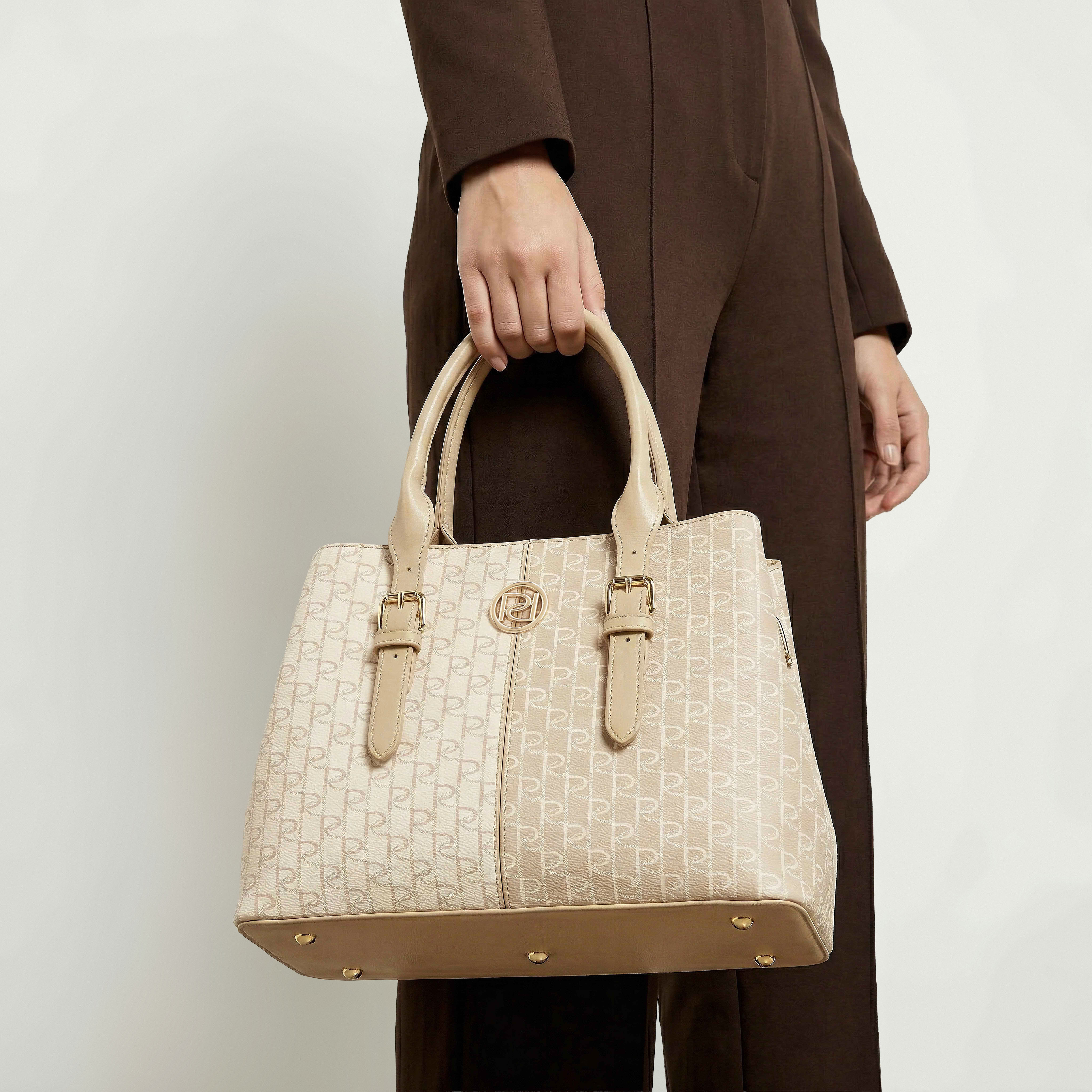 Paprika Monogram Print Tote Bag with Double Handles-women-bagsandwallets-handbags-image-8