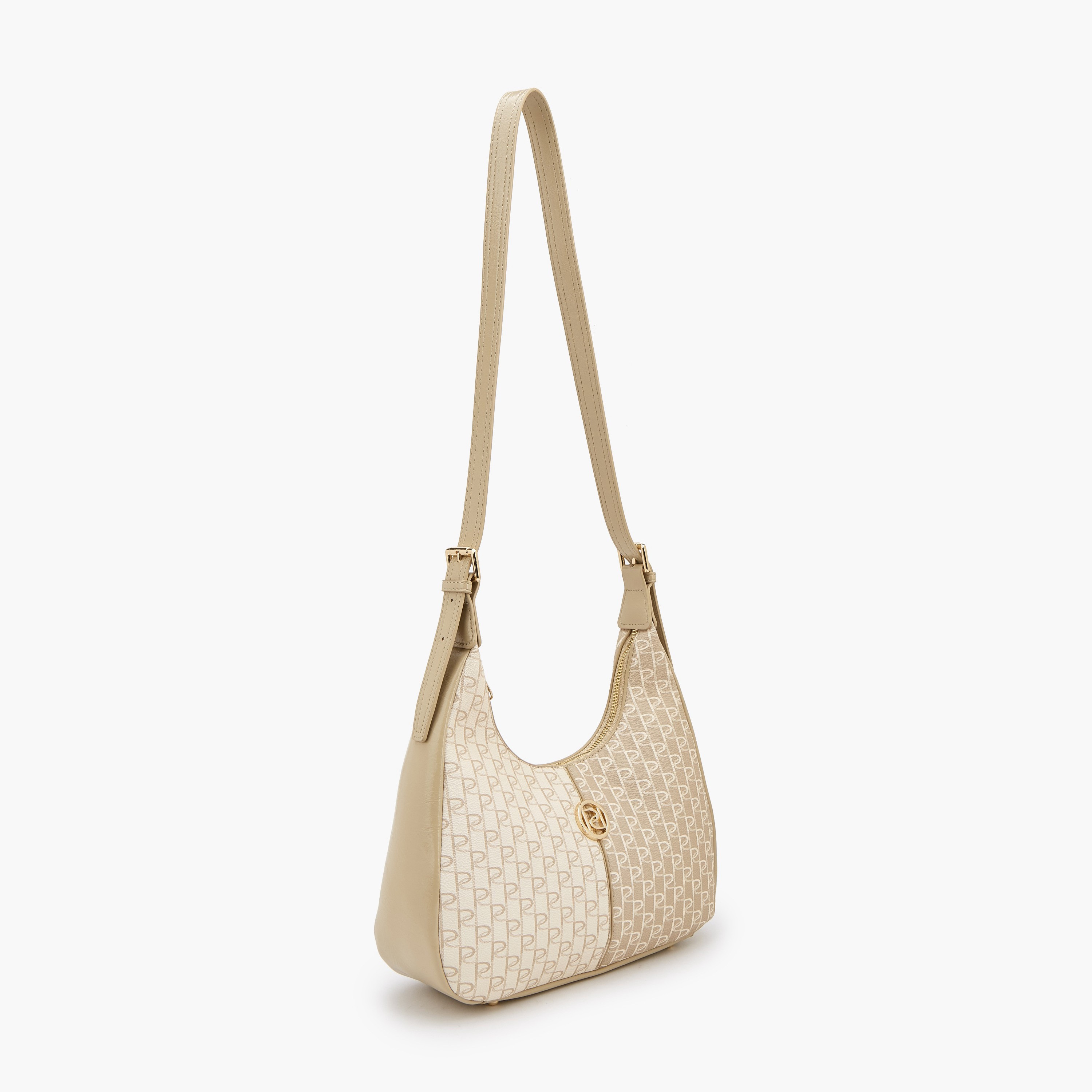 Paprika Monogram Print Shoulder Bag with Zip Closure-women-bagsandwallets-handbags-image-3