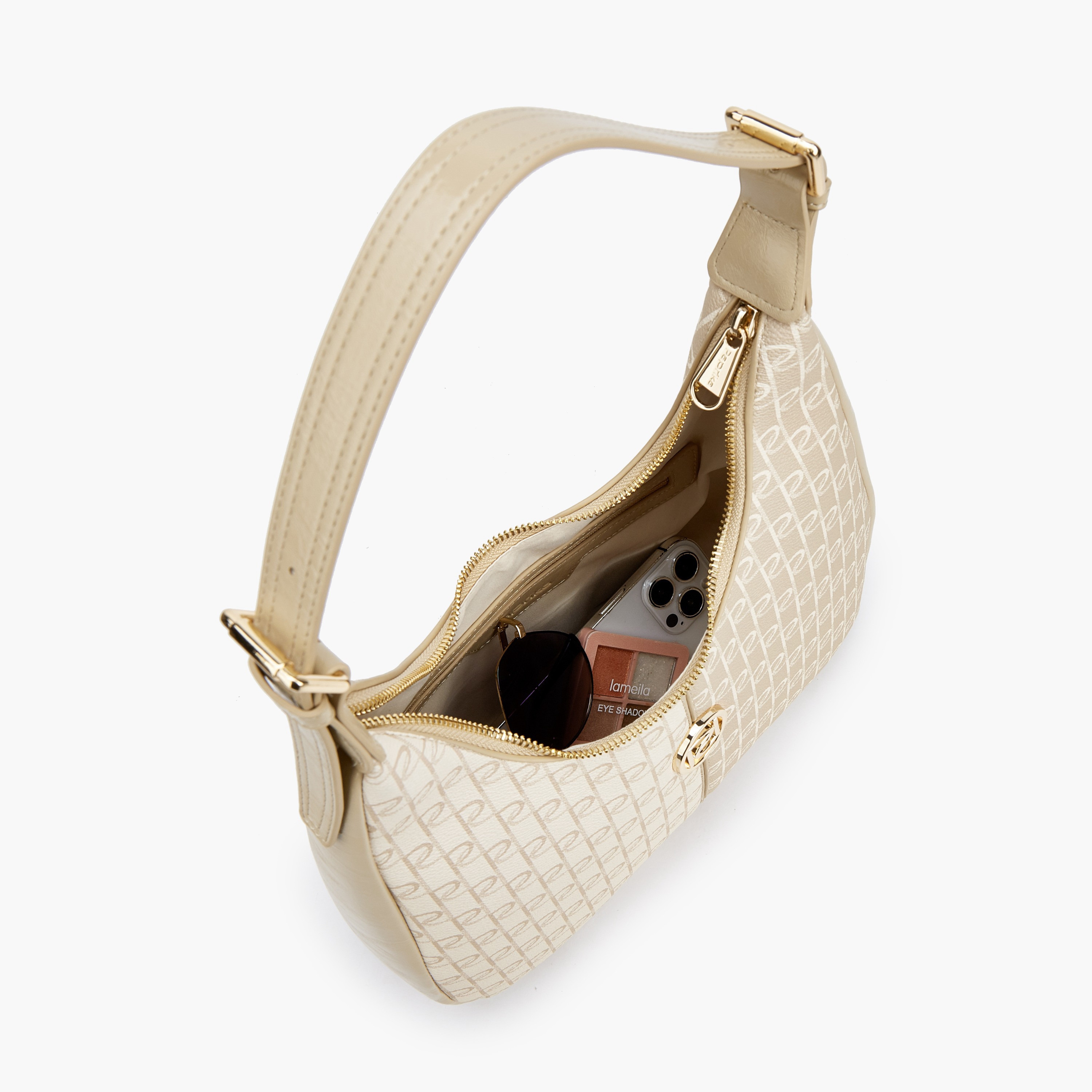 Paprika Monogram Print Shoulder Bag with Zip Closure-women-bagsandwallets-handbags-image-8