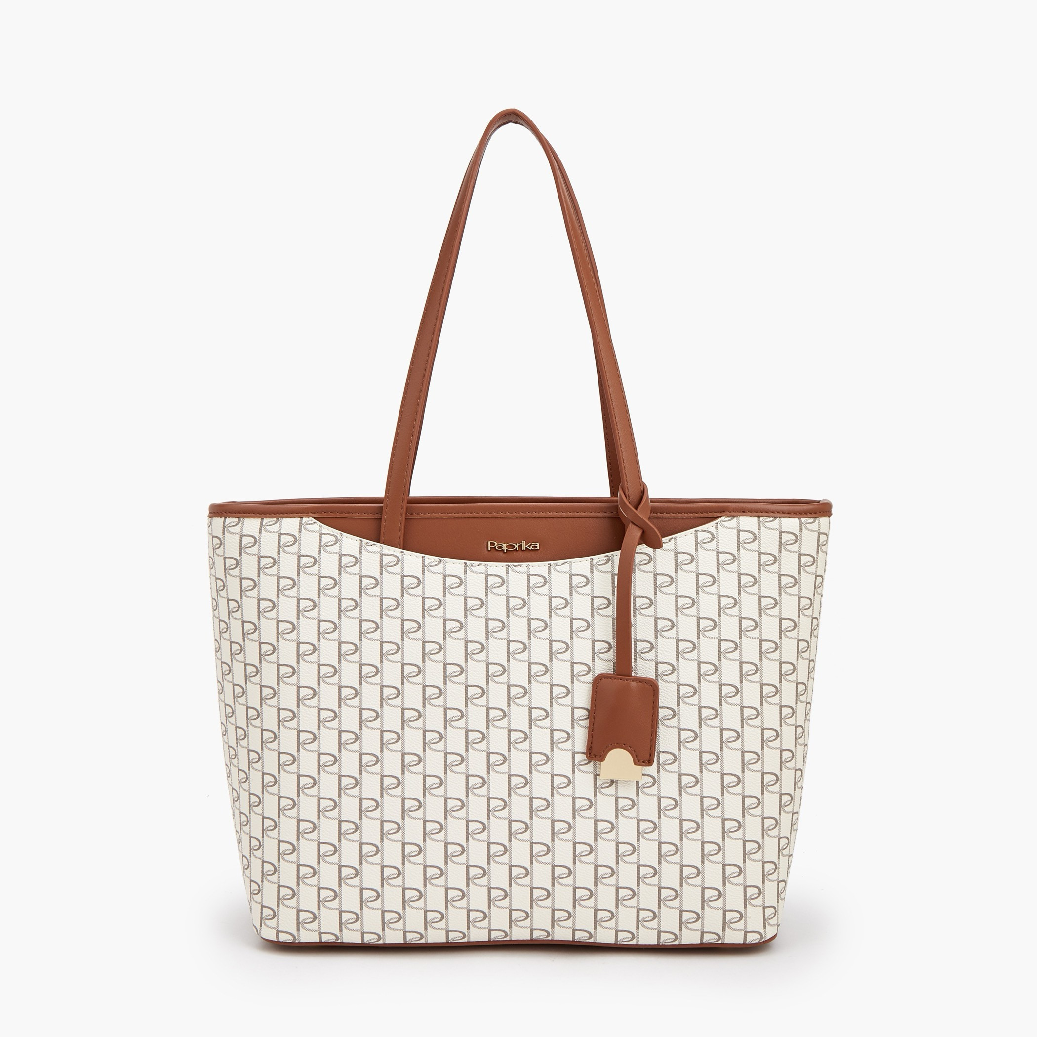 شنطة توت بطبعات مونوجرام ومقابض مزدوجة من بابريكا-women-bagsandwallets-handbags-image-1