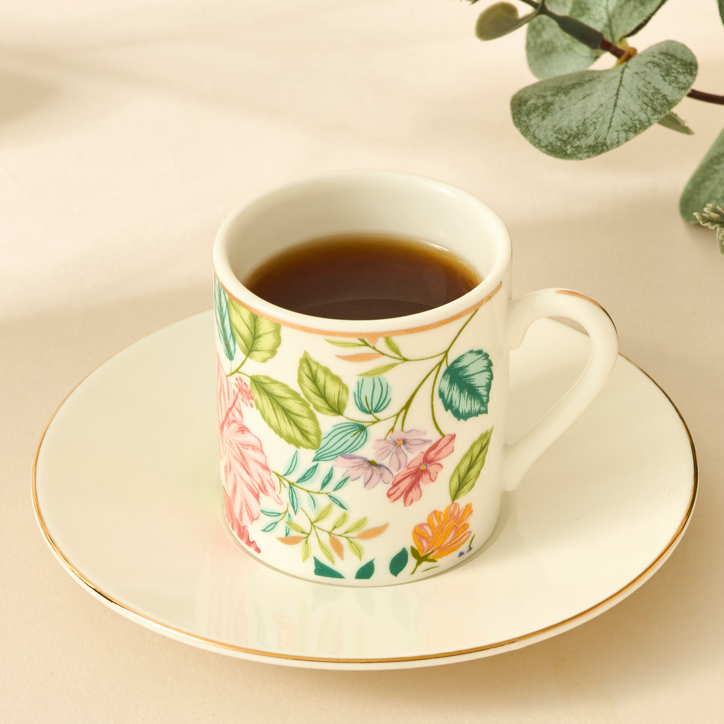 Summer Hot Flower Printed Espresso Cup and Saucer Set-household-dining-teaandcoffee-teaandcoffeesets-image-2