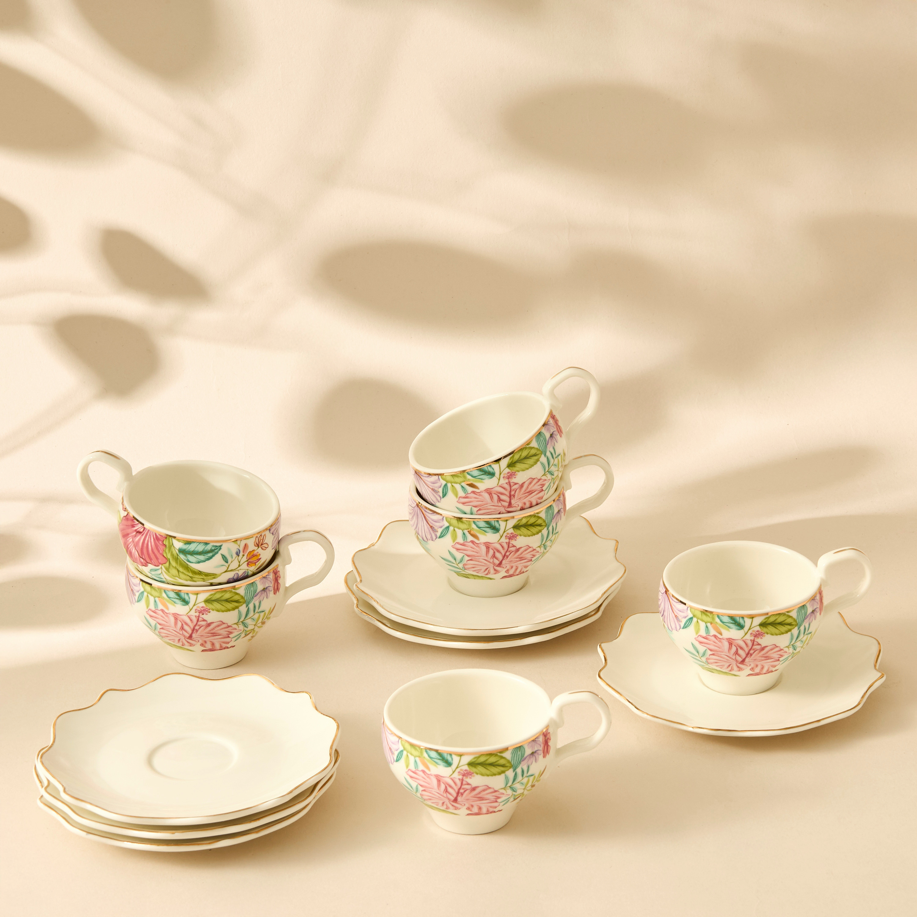 Summer Hot Flower Printed 12-Piece Espresso Cup and Saucer Set-household-dining-teaandcoffee-teaandcoffeesets-image-1