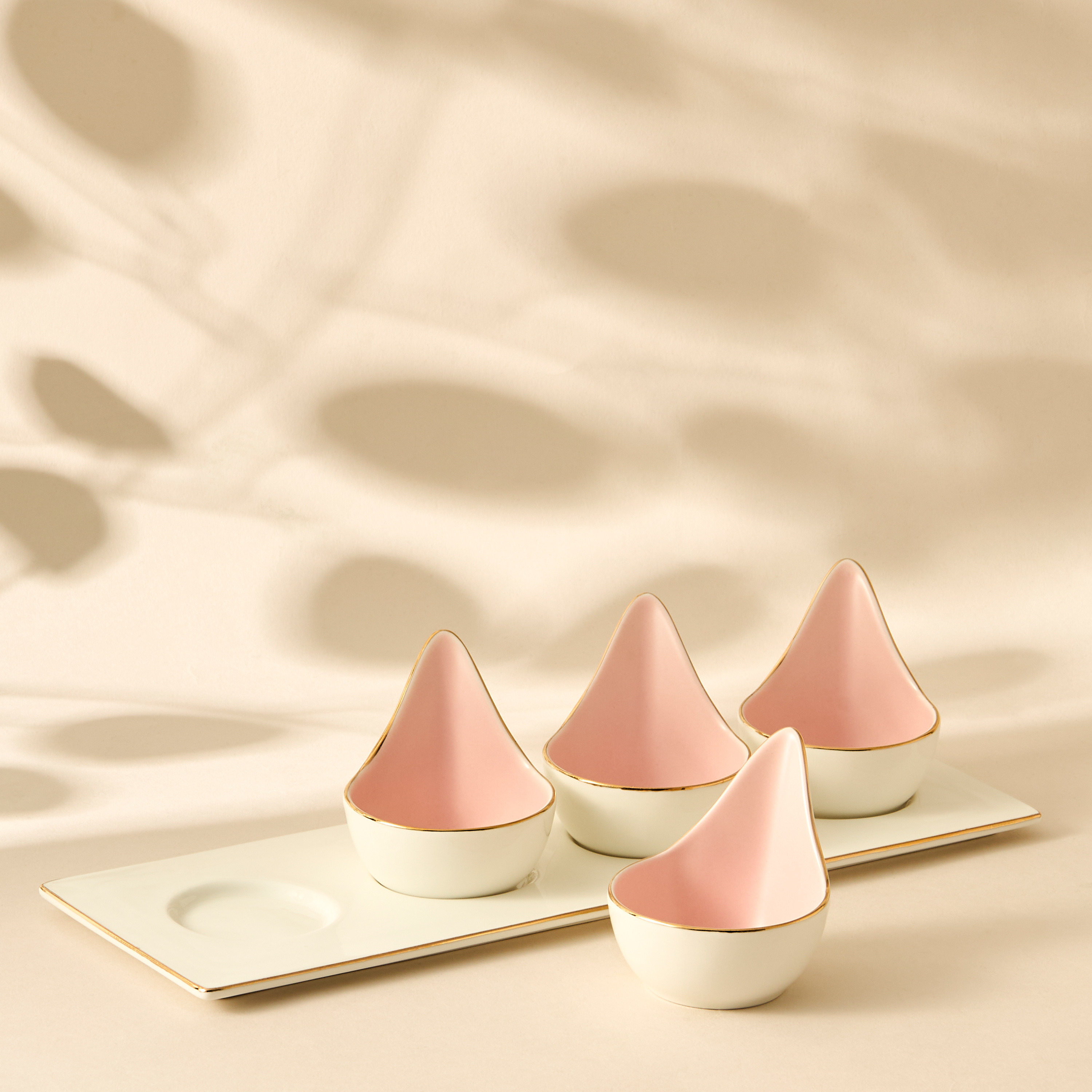 Solid Ceramic 4-Piece Appetiser Bowl Set with Tray-household-dining-serveware-servingtrays-image-4