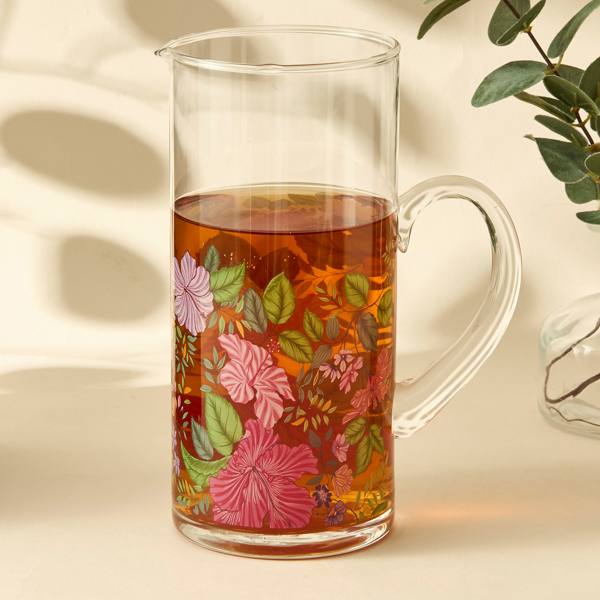 Summer Hot Flower Printed Glass Pitcher - 1.5 L-household-dining-teaandcoffee-vacuumflaskscoffeeandteapots-image-2
