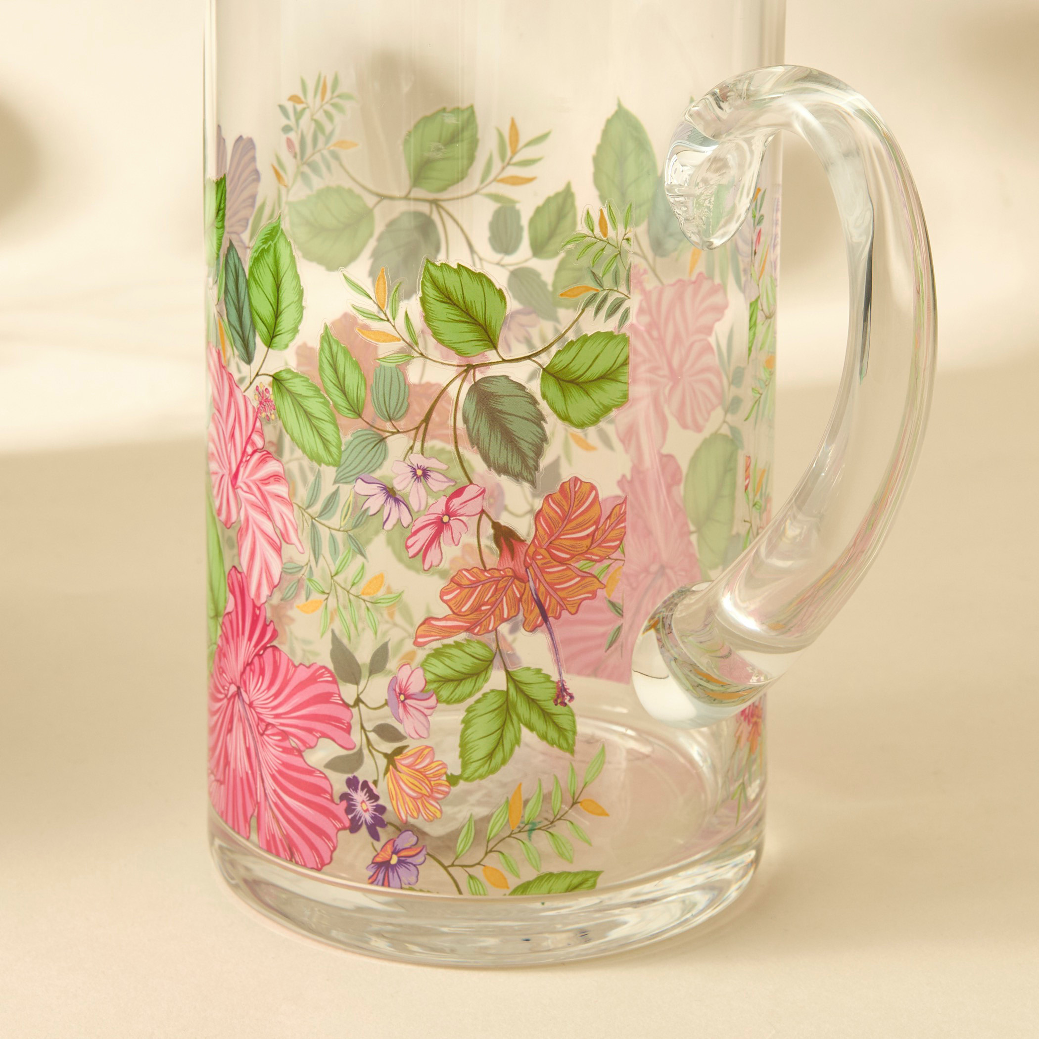 Summer Hot Flower Printed Glass Pitcher - 1.5 L-household-dining-teaandcoffee-vacuumflaskscoffeeandteapots-image-4