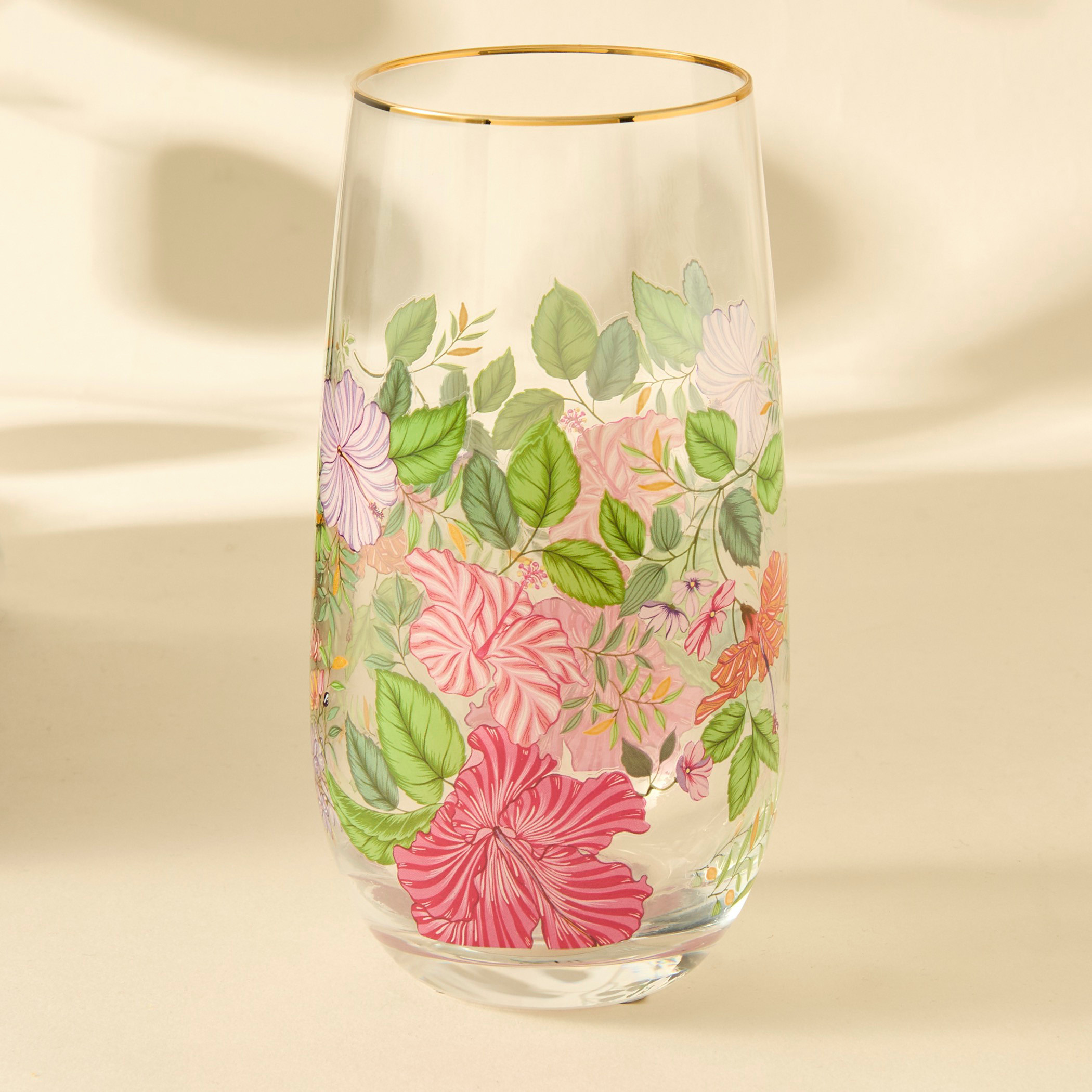 Summer Hot Flower Printed Highball Glass-household-dining-glassware-drinkingglasses-image-1