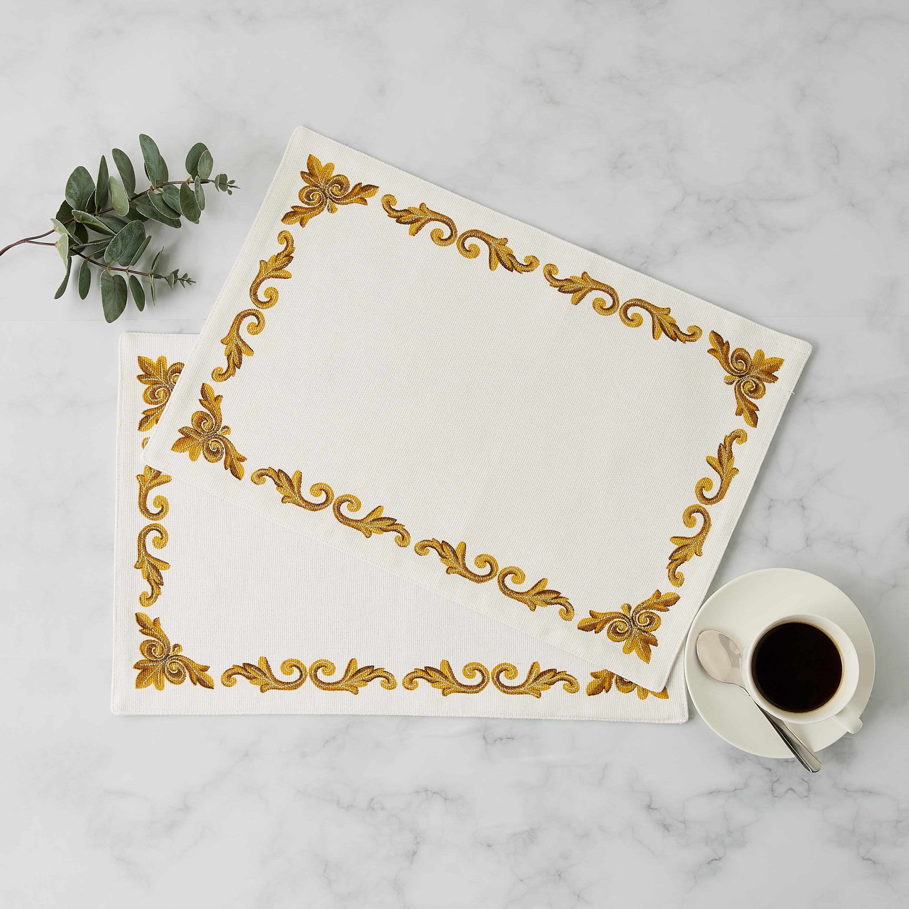Gia Como 2-Piece Embroidered Placemat Set - 30x45 cms-household-dining-tablelinen-placemats-image-1