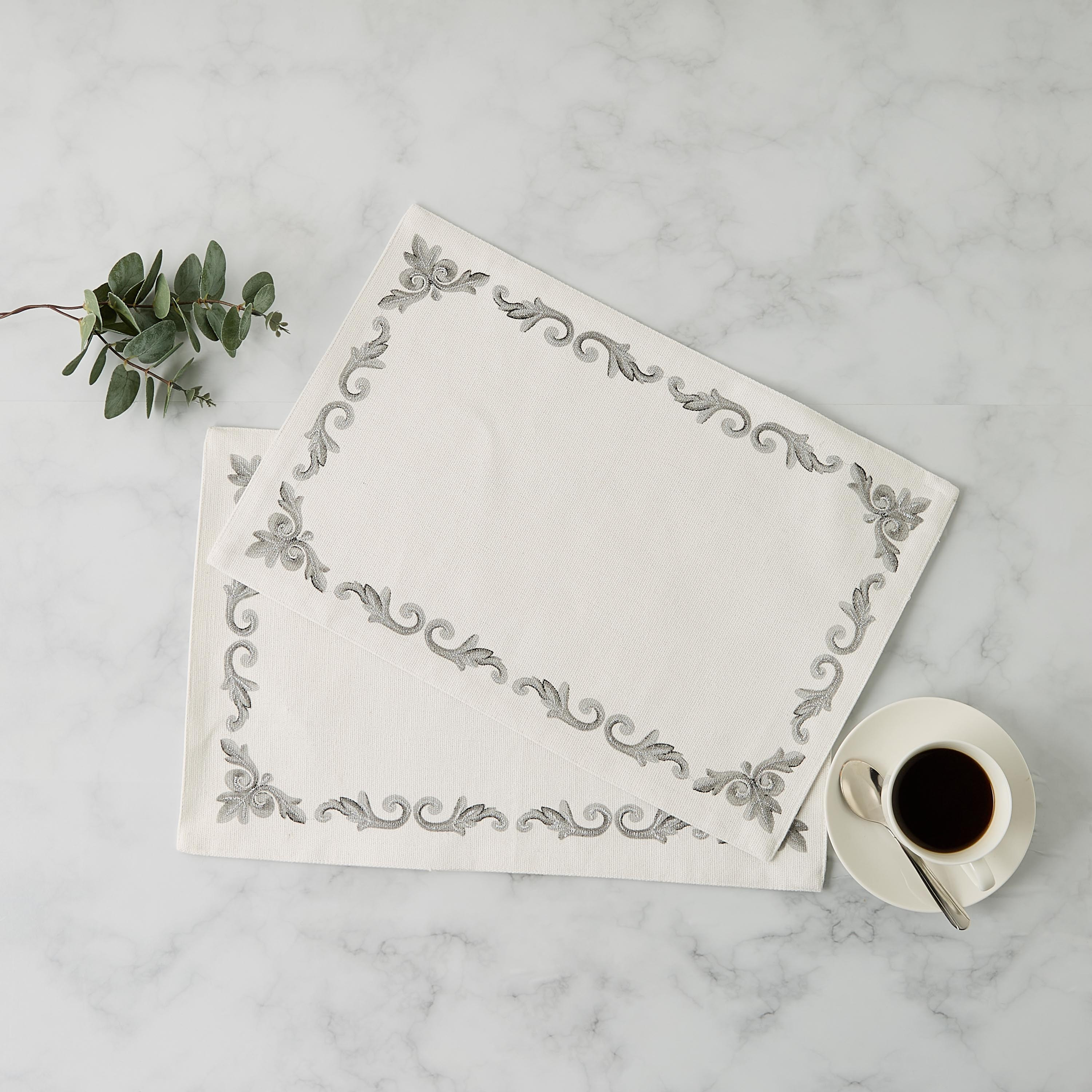Gia Como 2-Piece Embroidered Placemat Set - 30x45 cms-household-dining-tablelinen-placemats-image-1