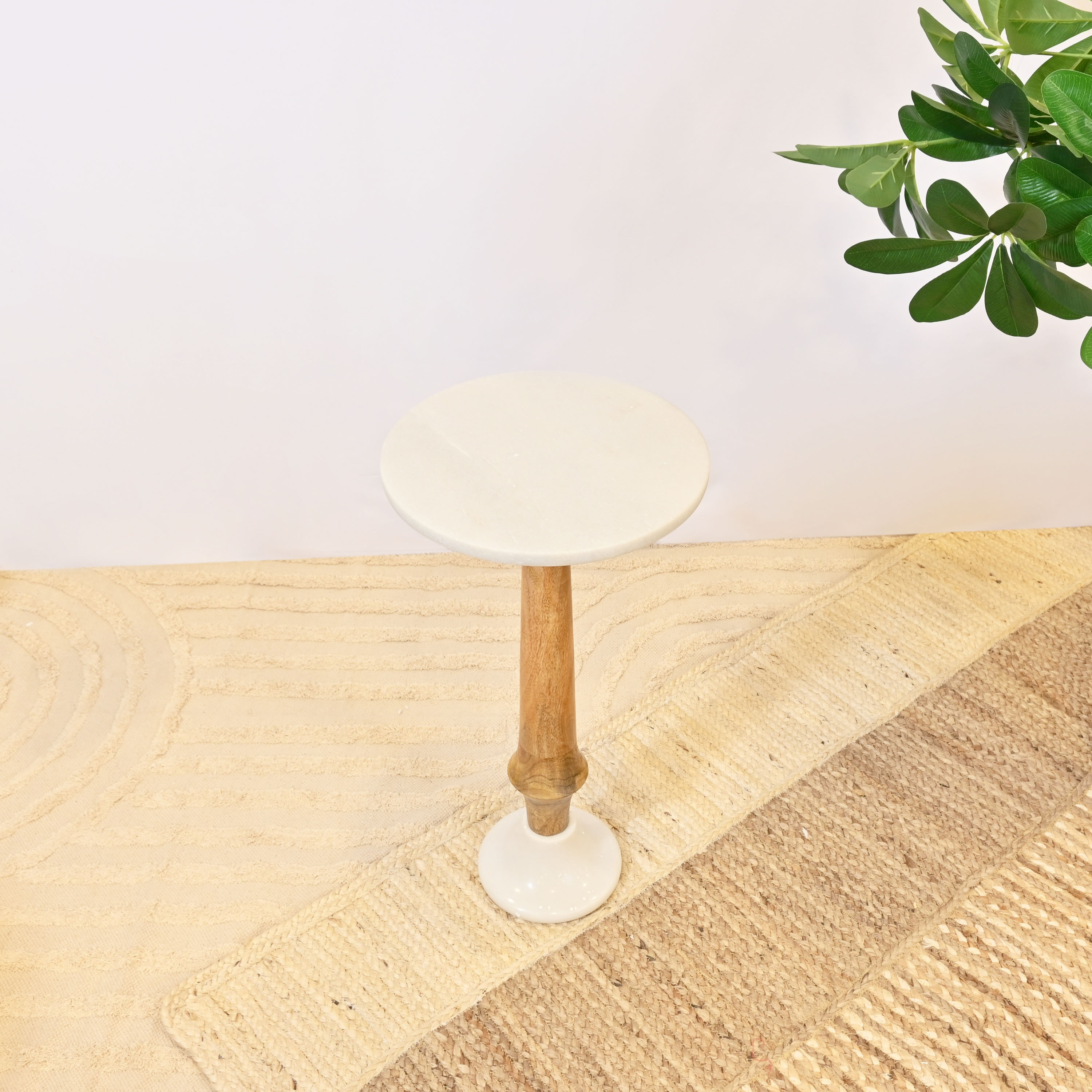 Crafted by Lifestyle White Round Accent Table Wooden Base-furniture-livingroom-coffeetables-image-2