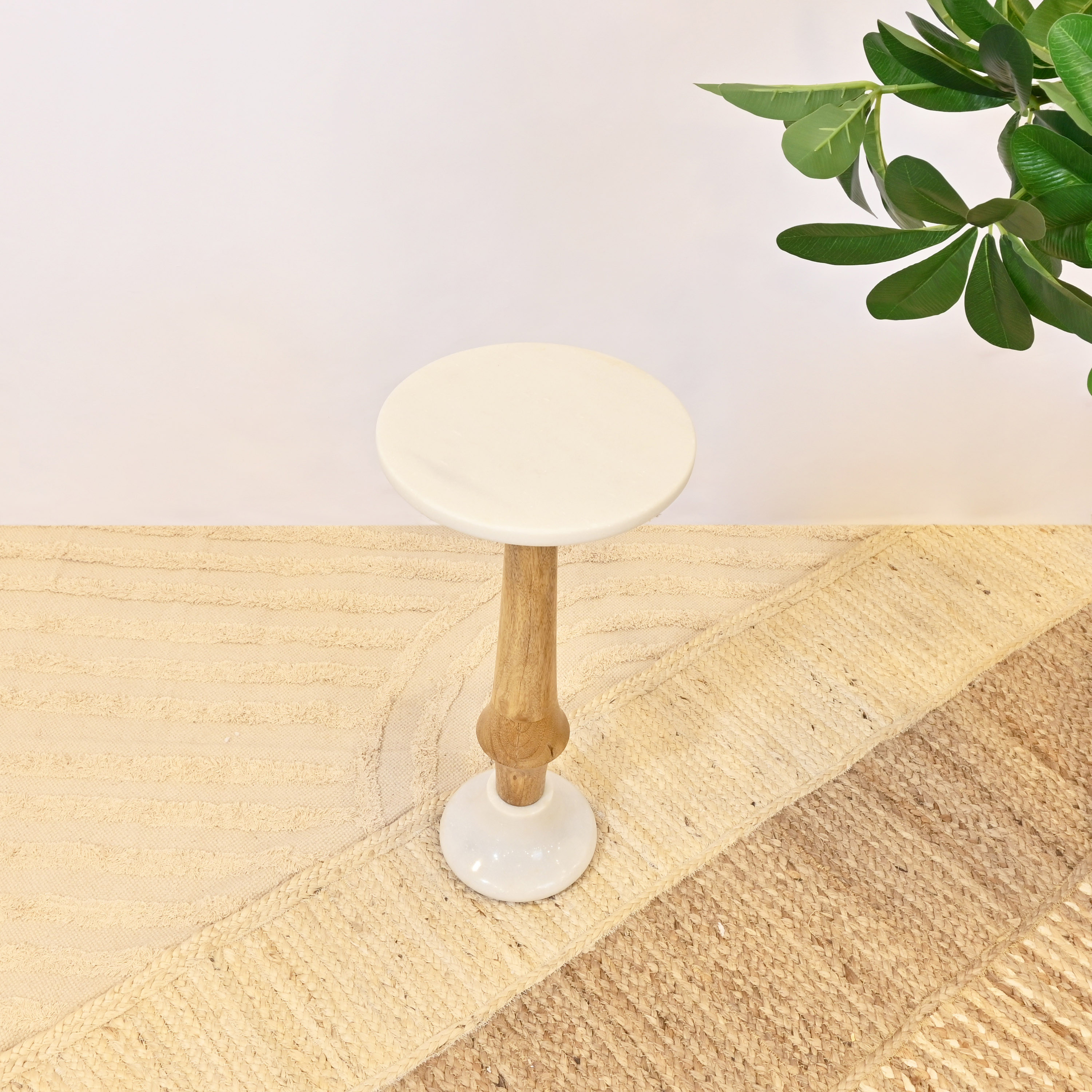 Crafted by Lifestyle Round Marble Top Accent Table-furniture-livingroom-coffeetables-image-1