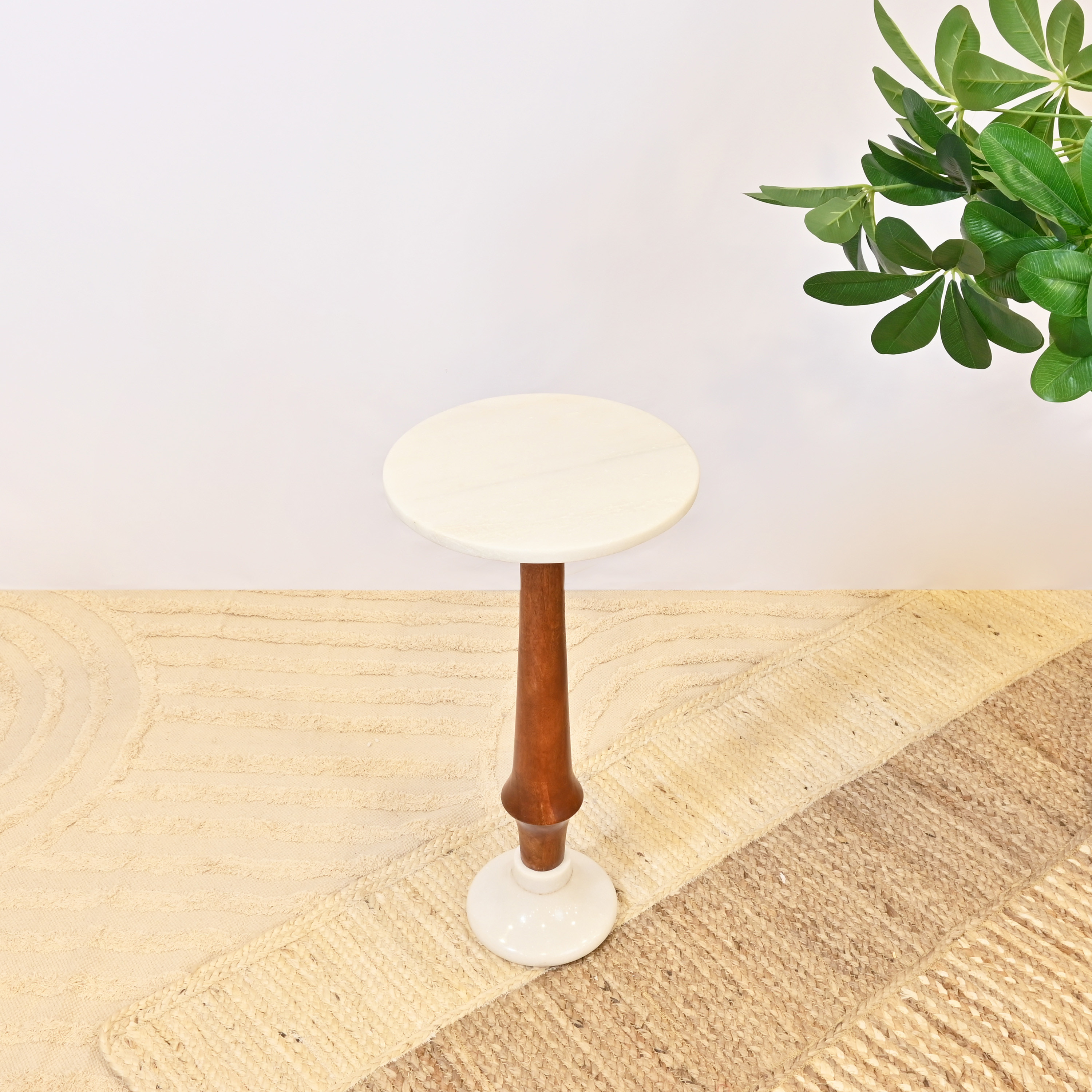 Crafted by Lifestyle Round Marble Top Accent Table-furniture-livingroom-sideandendtables-image-1