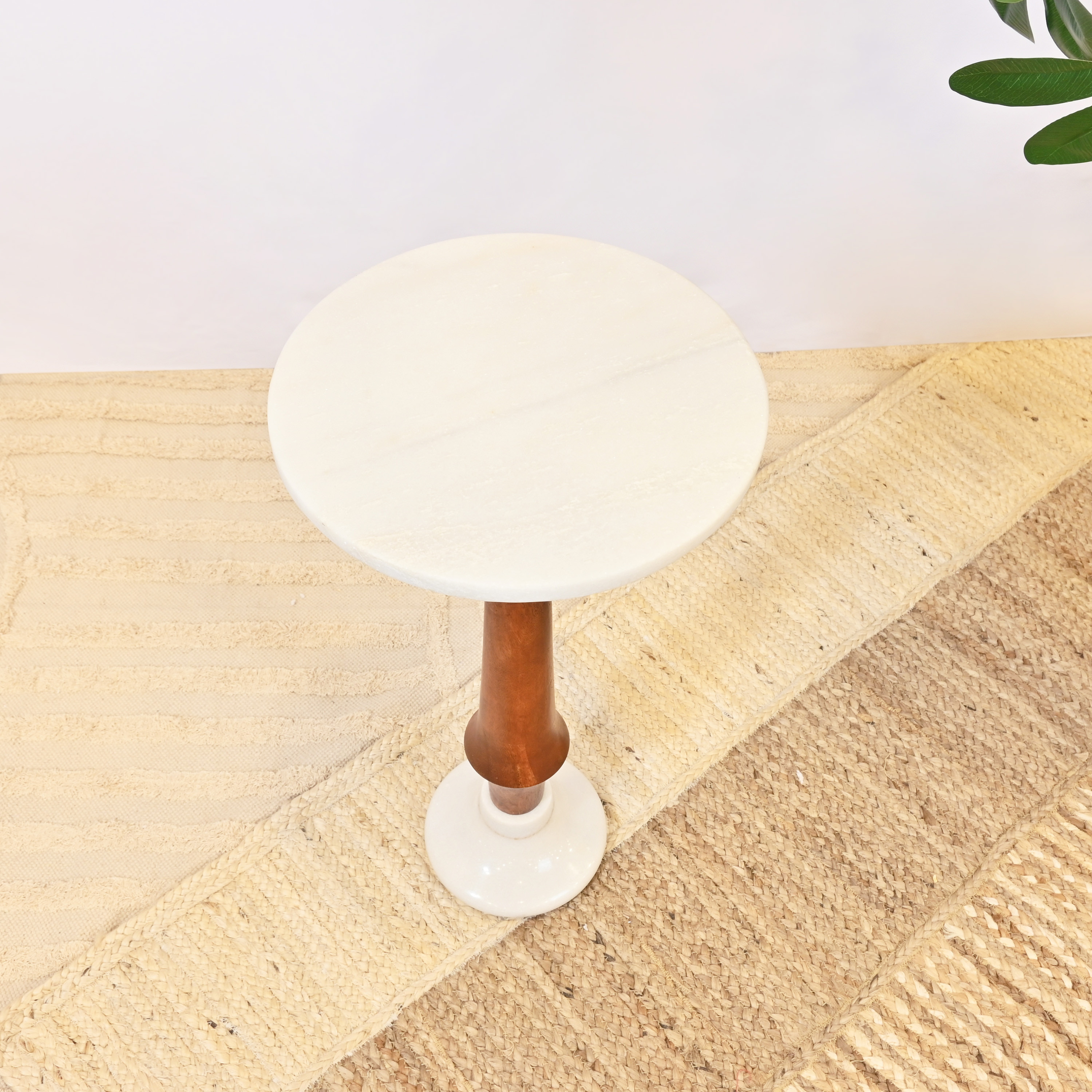 Crafted by Lifestyle Round Marble Top Accent Table-furniture-livingroom-sideandendtables-image-2