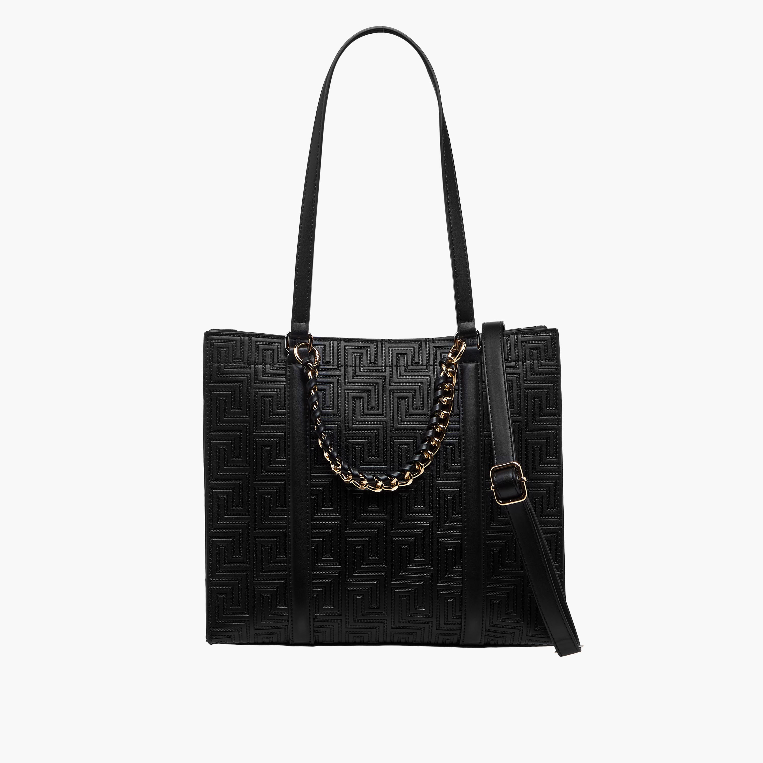 Sasha Shi Textured Tote Bag with Chain Detail-women-bagsandwallets-handbags-image-1