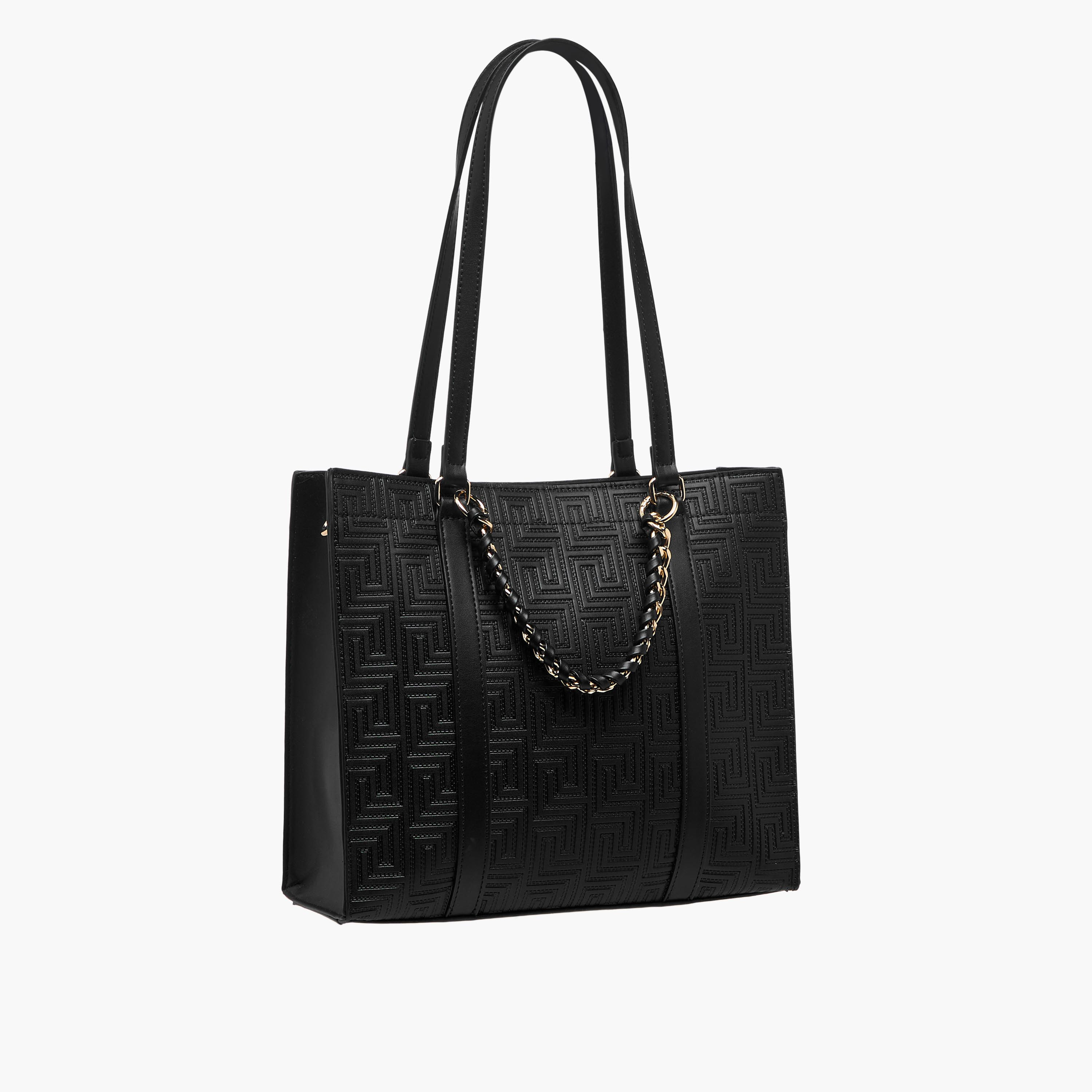 Sasha Shi Textured Tote Bag with Chain Detail-women-bagsandwallets-handbags-image-4