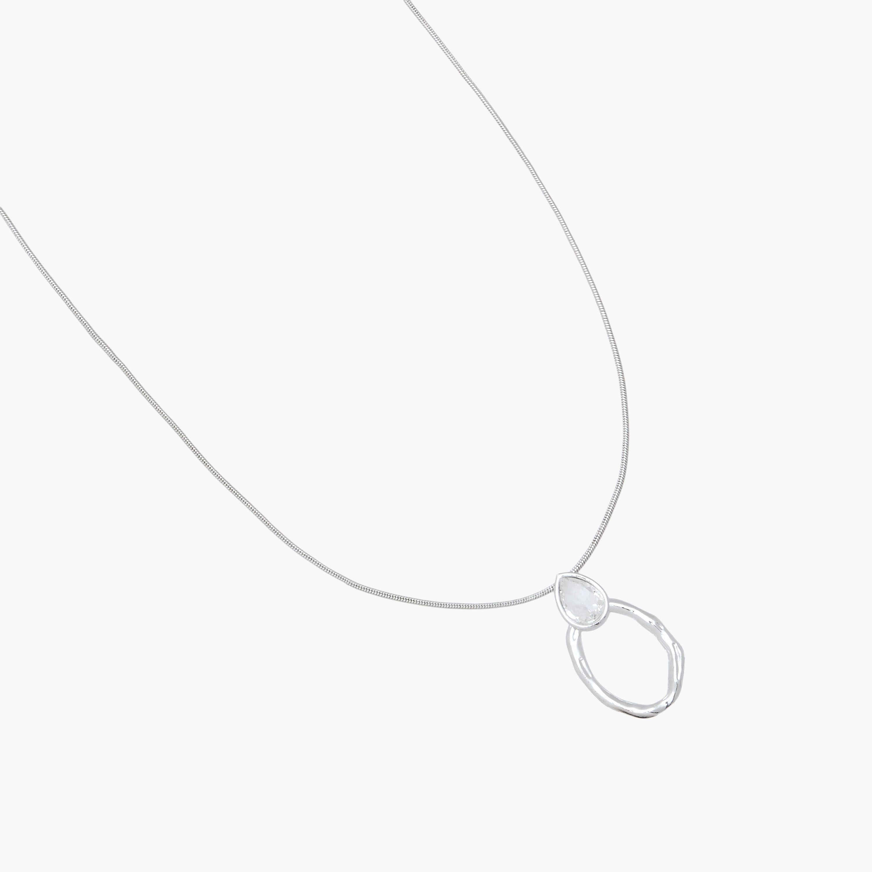 Silver Tone Cubic Zirconia Pendant Necklace with Embellished Design-women-watchesandjewellery-jewellery-necklacesandpendants-image-2