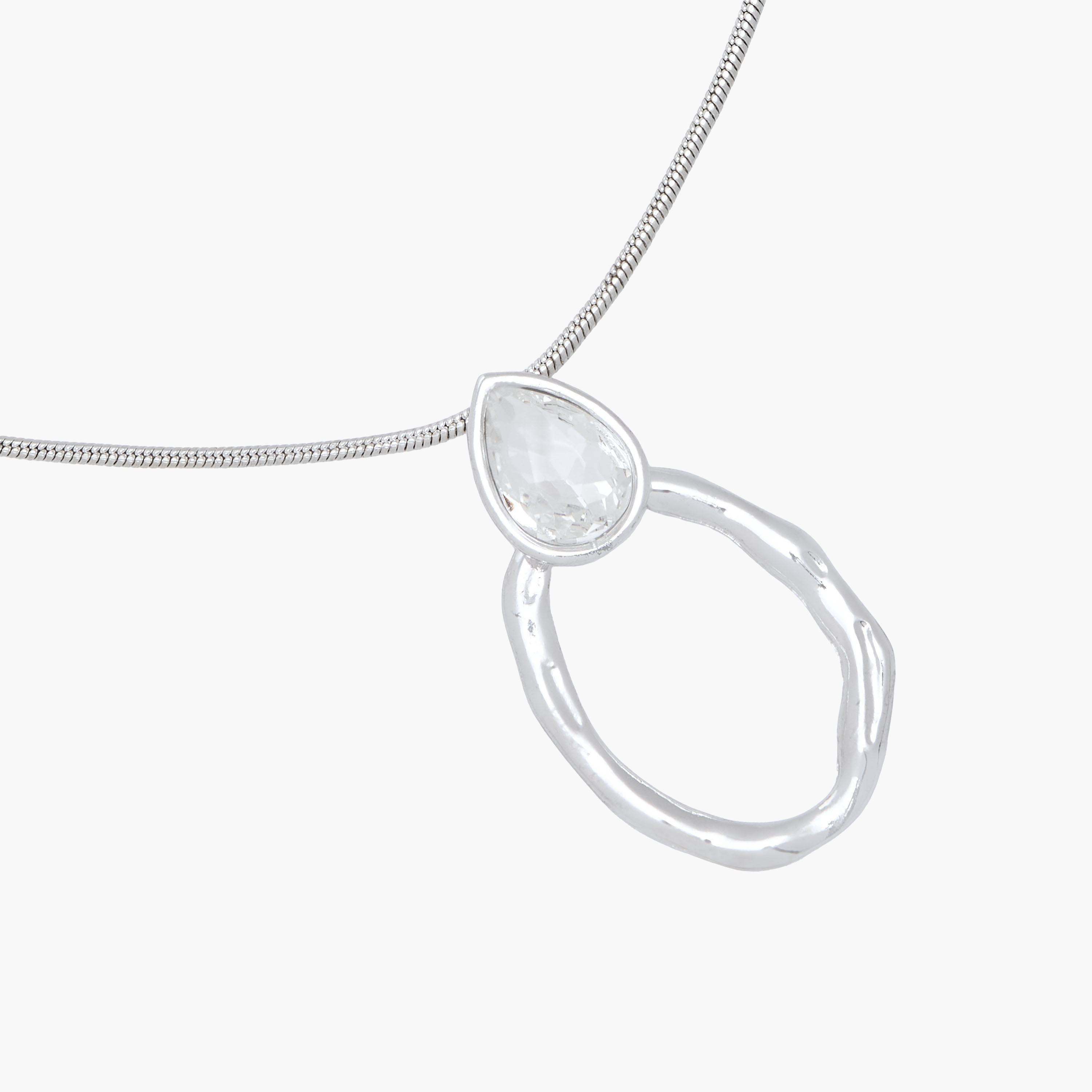 Silver Tone Cubic Zirconia Pendant Necklace with Embellished Design-women-watchesandjewellery-jewellery-necklacesandpendants-image-3