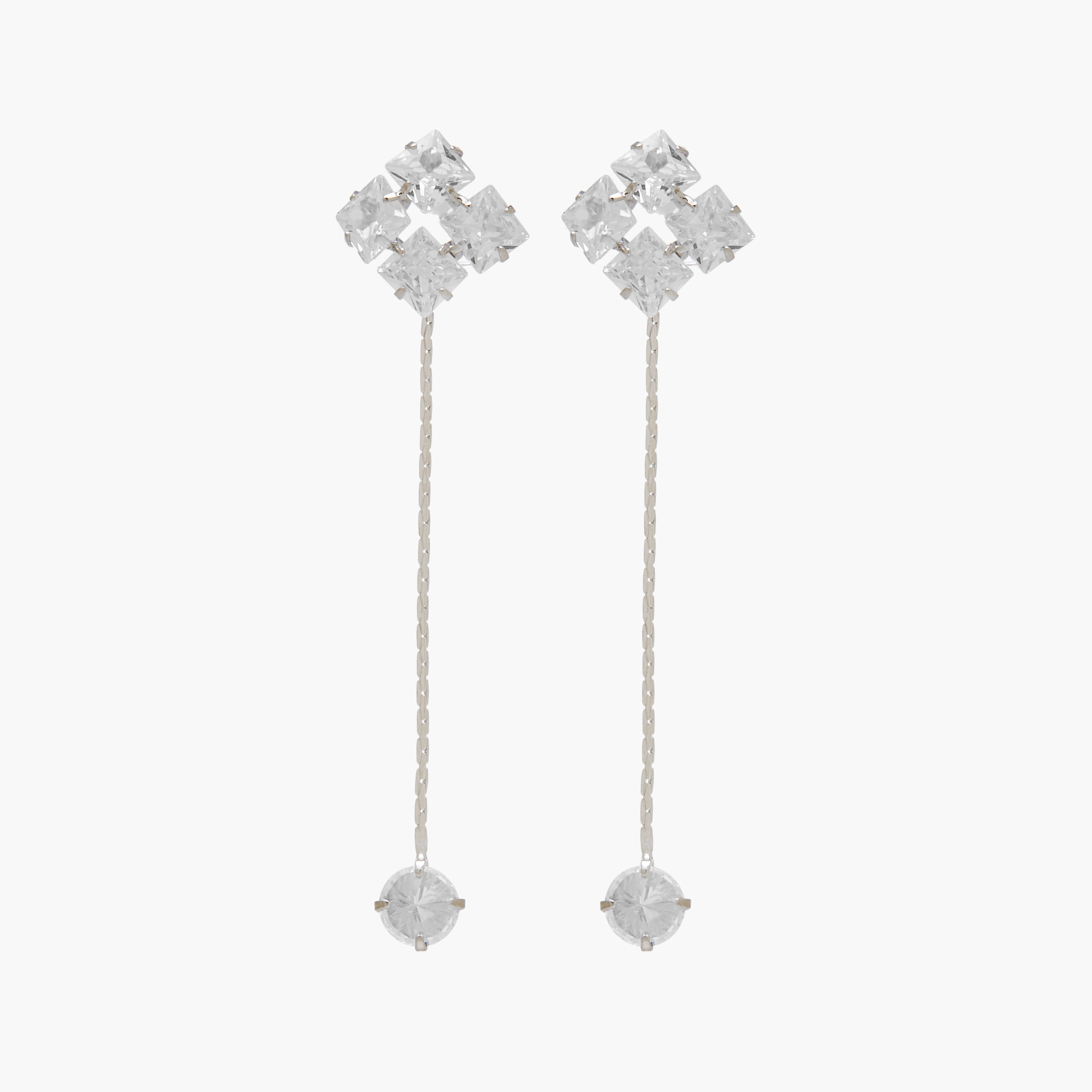 Metallic Cubic Zirconia Embellished Dangler Earrings with Pushback Closure-women-watchesandjewellery-jewellery-earrings-image-1