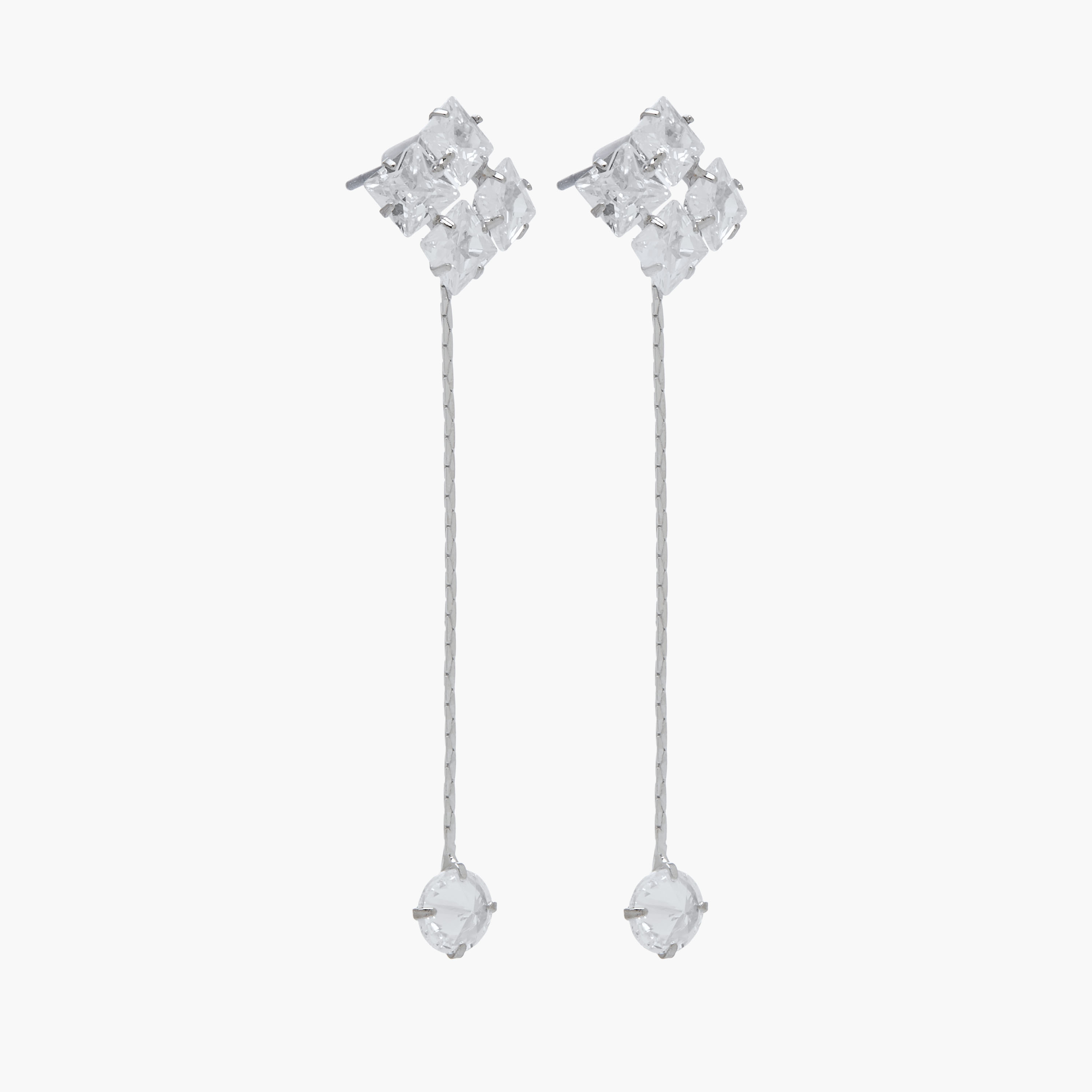 Metallic Cubic Zirconia Embellished Dangler Earrings with Pushback Closure-women-watchesandjewellery-jewellery-earrings-image-2