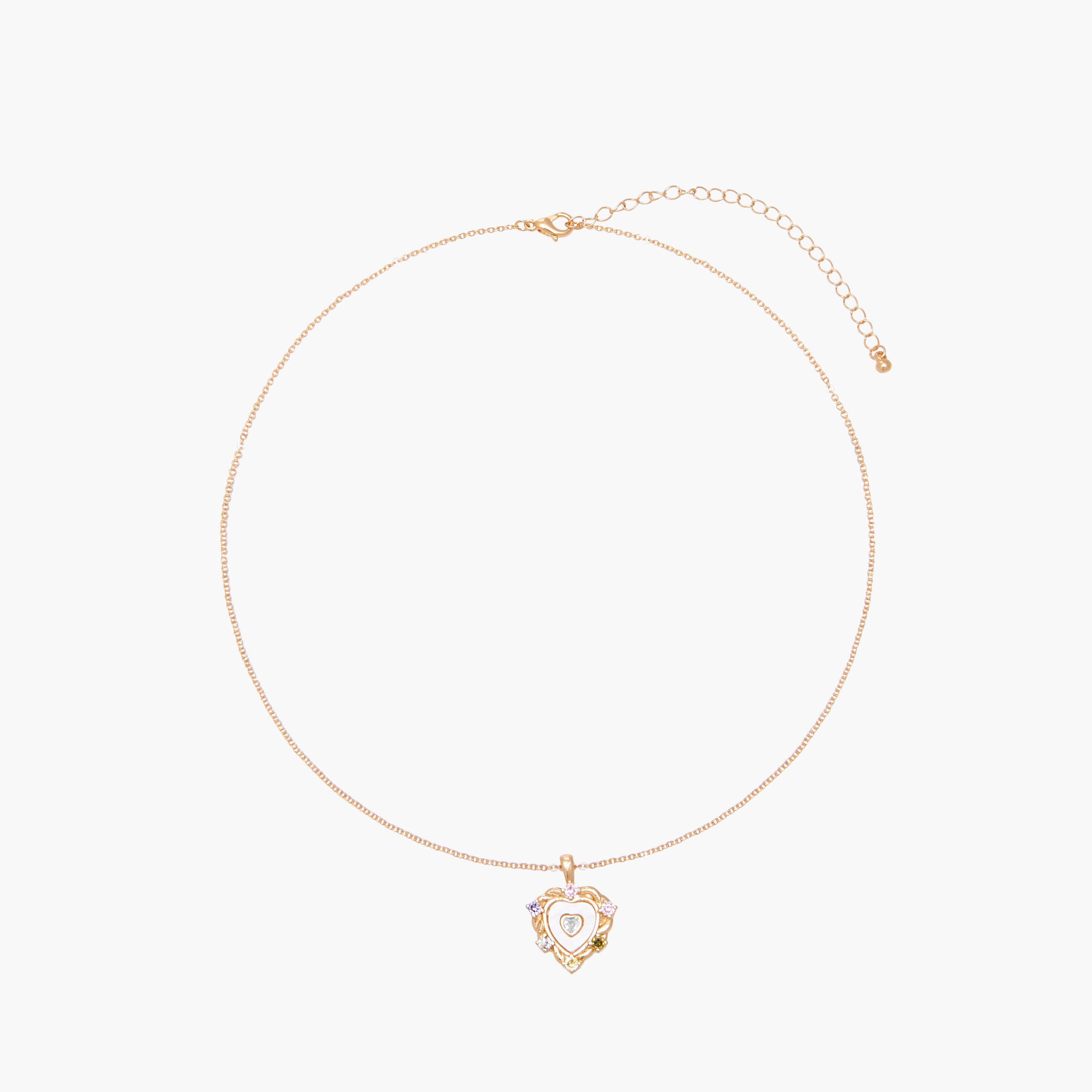 Gold Tone Cubic Zirconia Pendant Necklace with Embellished Design-women-watchesandjewellery-jewellery-necklacesandpendants-image-1
