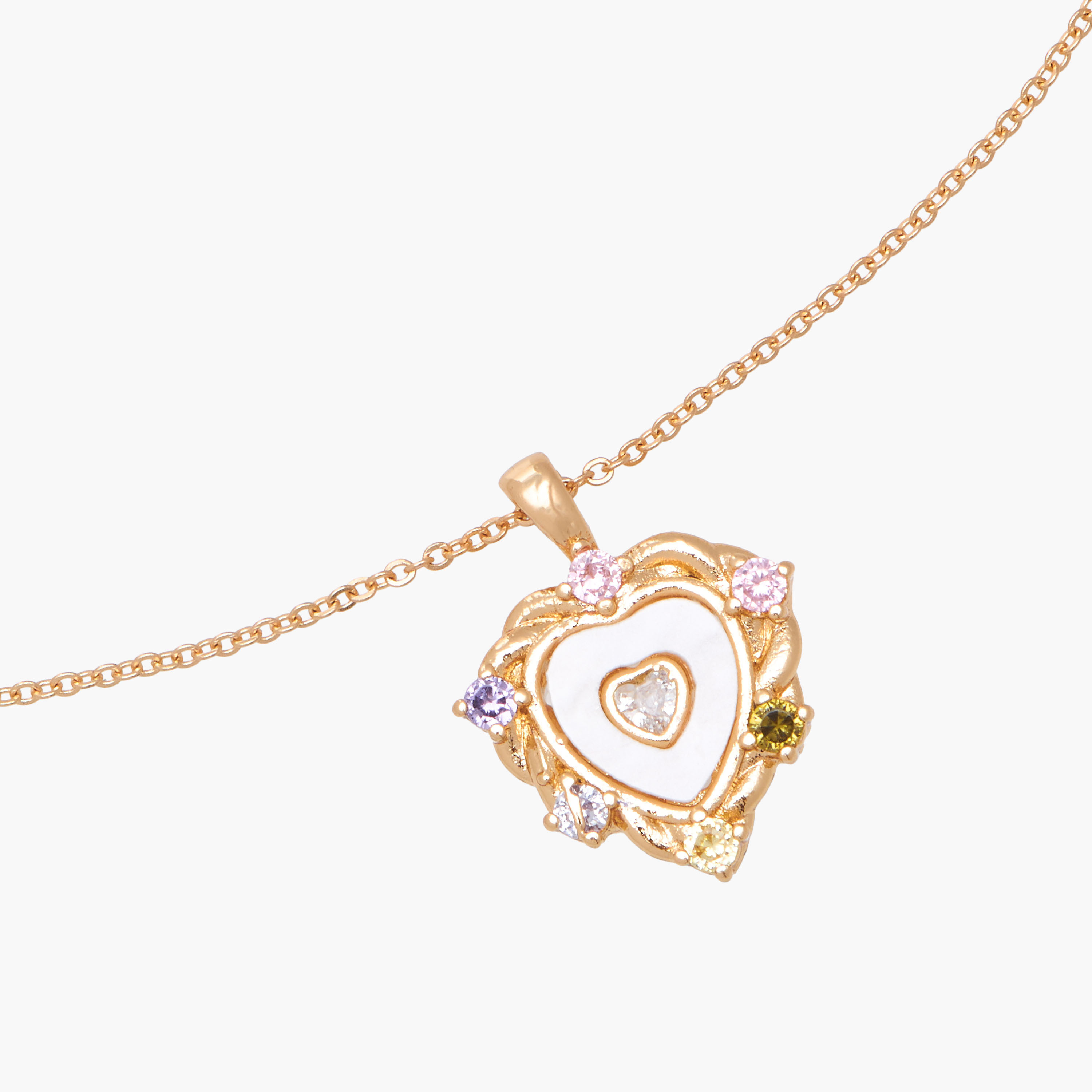 Gold Tone Cubic Zirconia Pendant Necklace with Embellished Design-women-watchesandjewellery-jewellery-necklacesandpendants-image-3