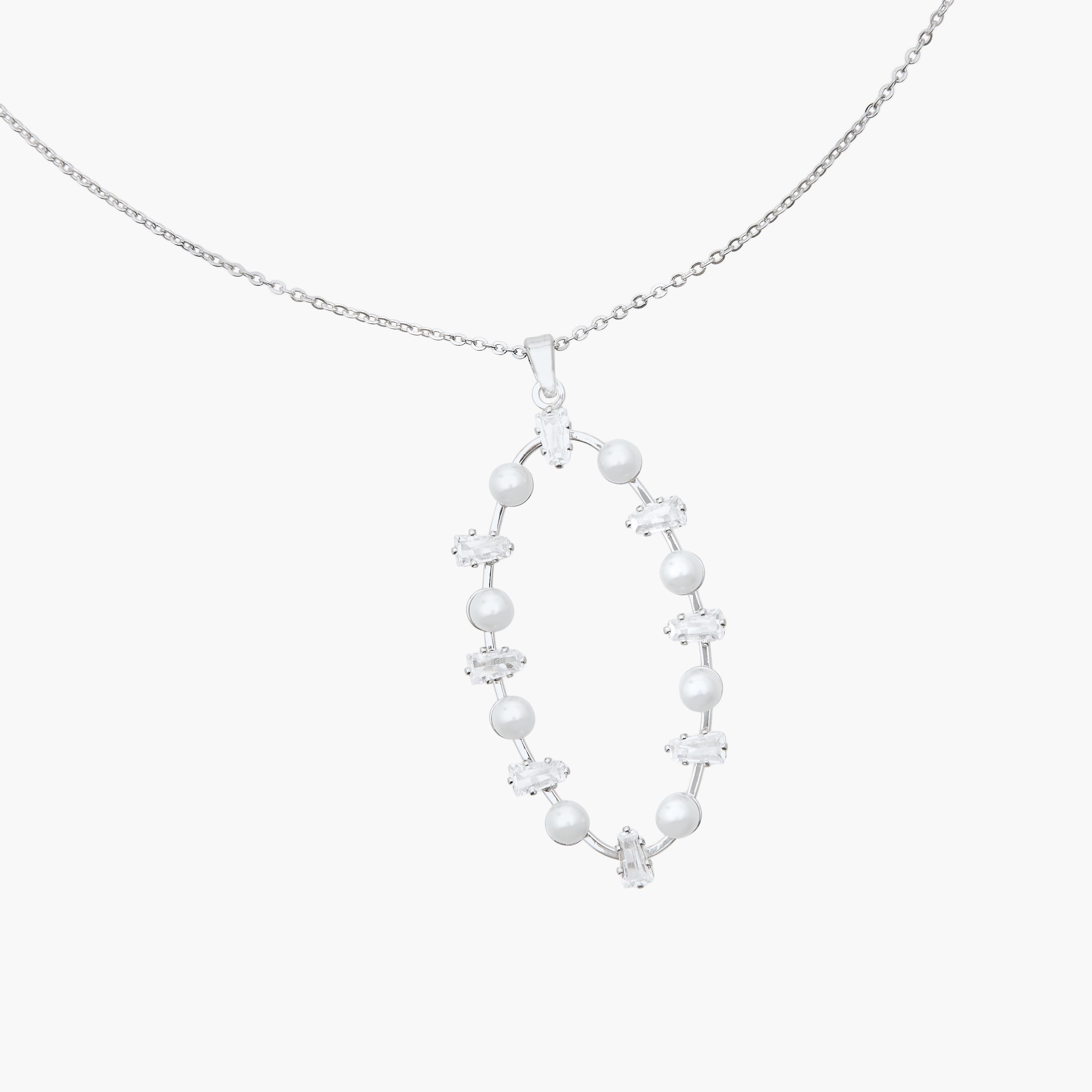 عقد معدني بدلاية مزينة بزركون مكعب-women-watchesandjewellery-jewellery-necklacesandpendants-image-3