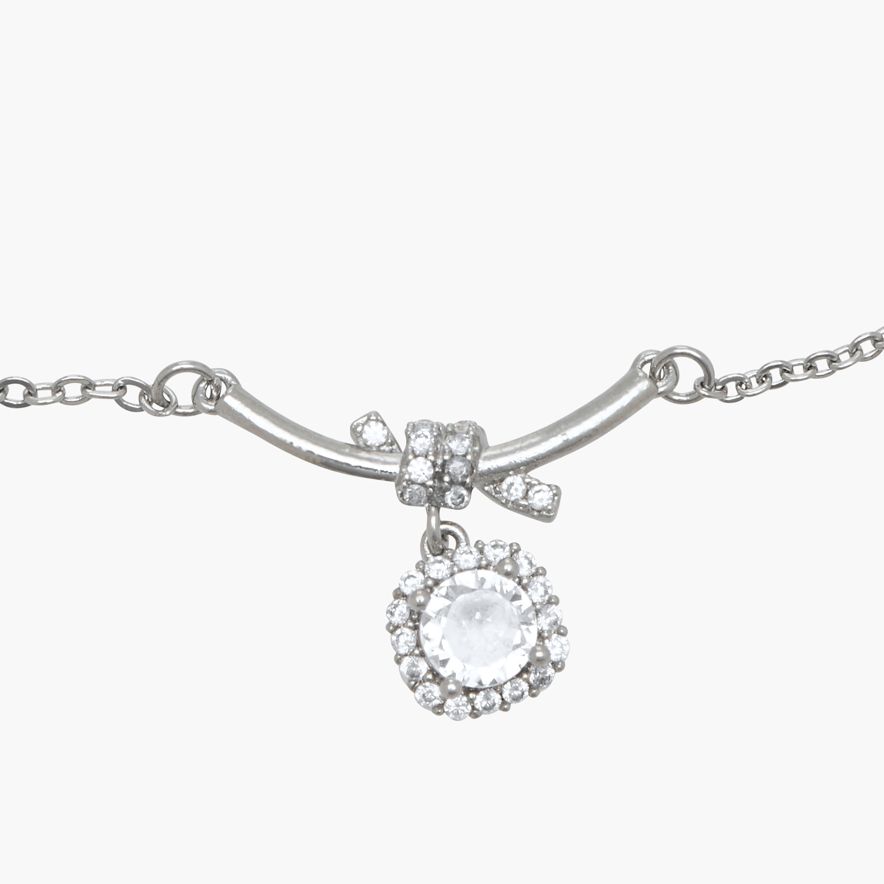 Silver Tone Cubic Zirconia Necklace with Pendant-women-watchesandjewellery-jewellery-necklacesandpendants-image-3