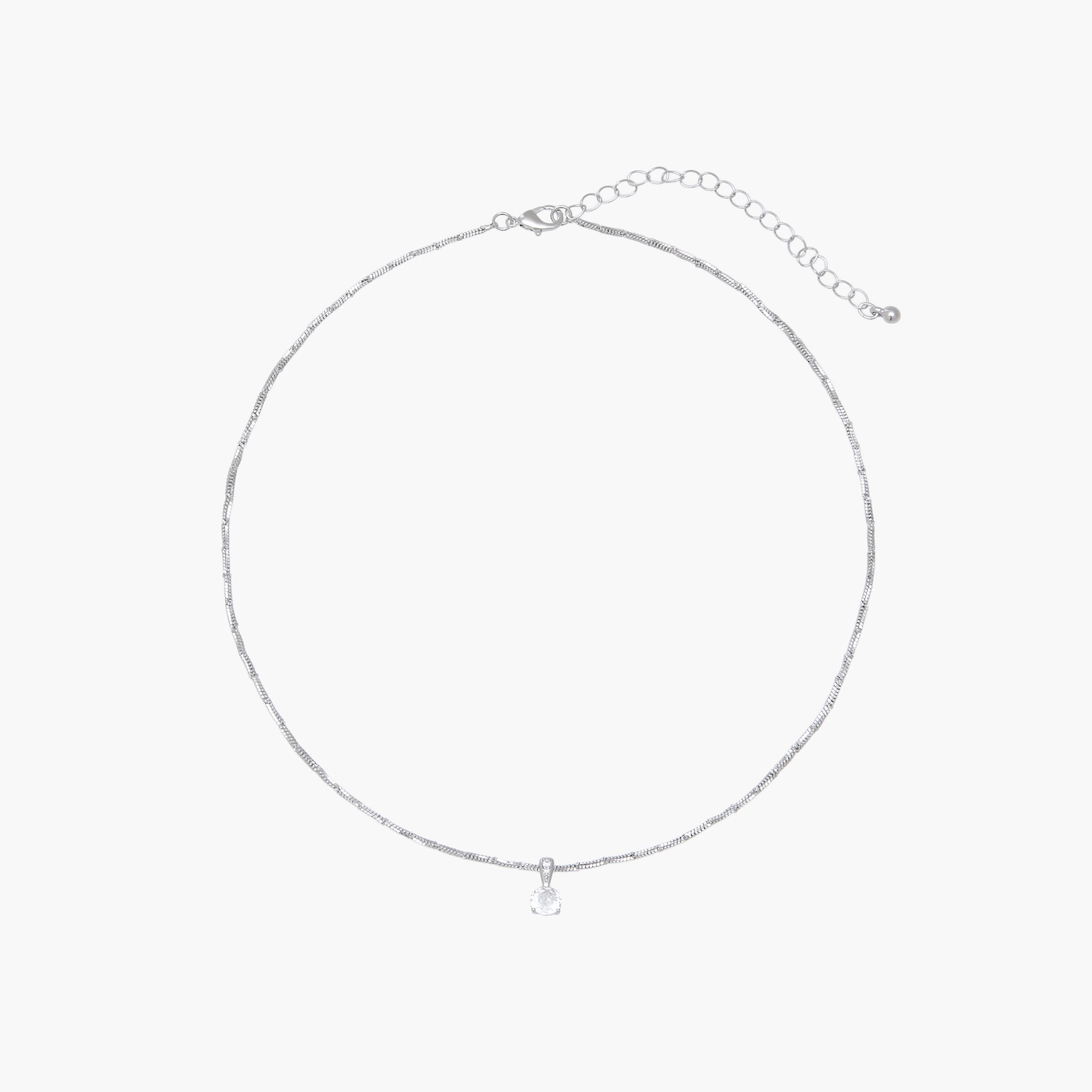 قلادة بلون فضي ودلاية حجر زيركون-women-watchesandjewellery-jewellery-necklacesandpendants-image-1