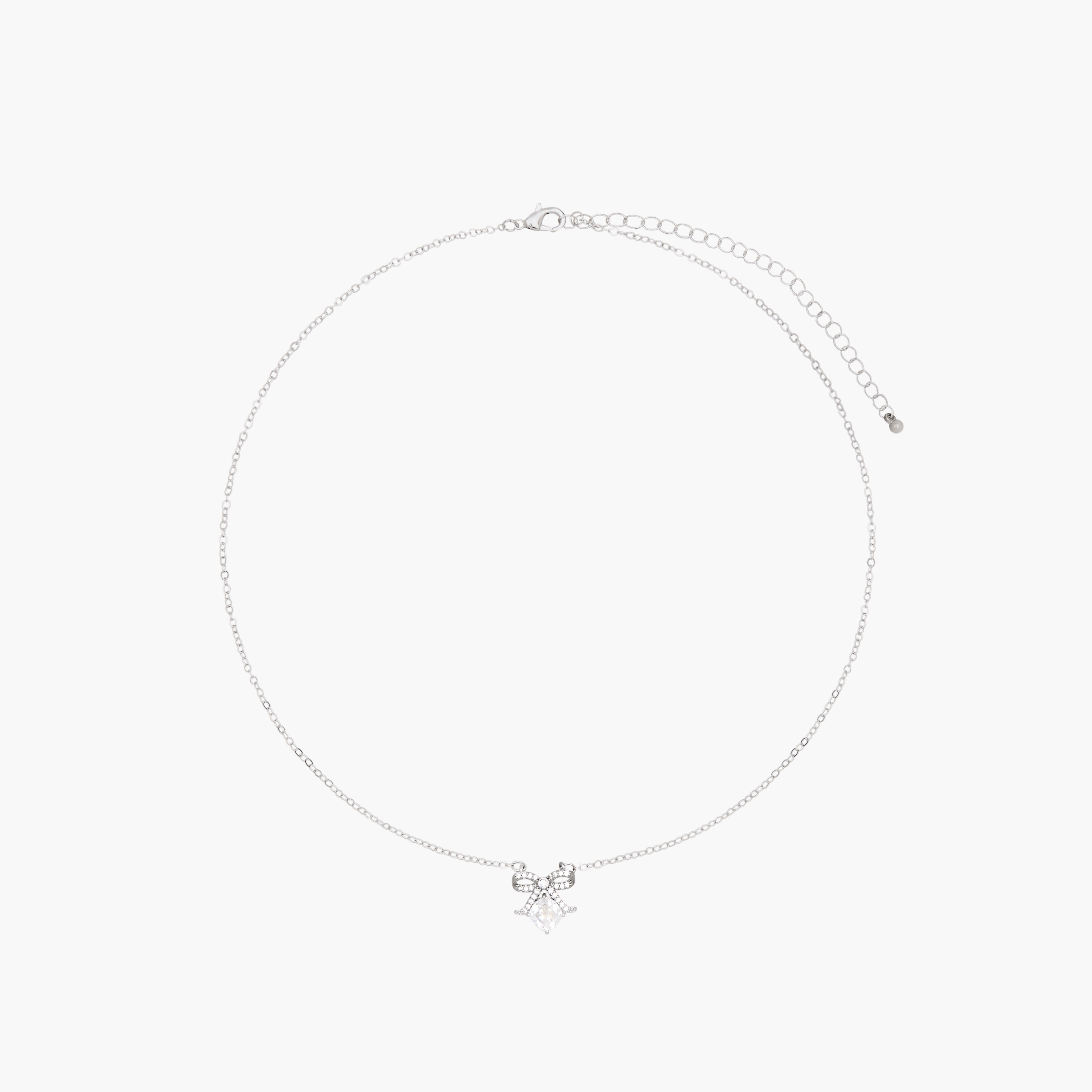 Silver Tone Pendant Necklace with Cubic Zirconia Stone Embellishment-women-watchesandjewellery-jewellery-necklacesandpendants-image-1
