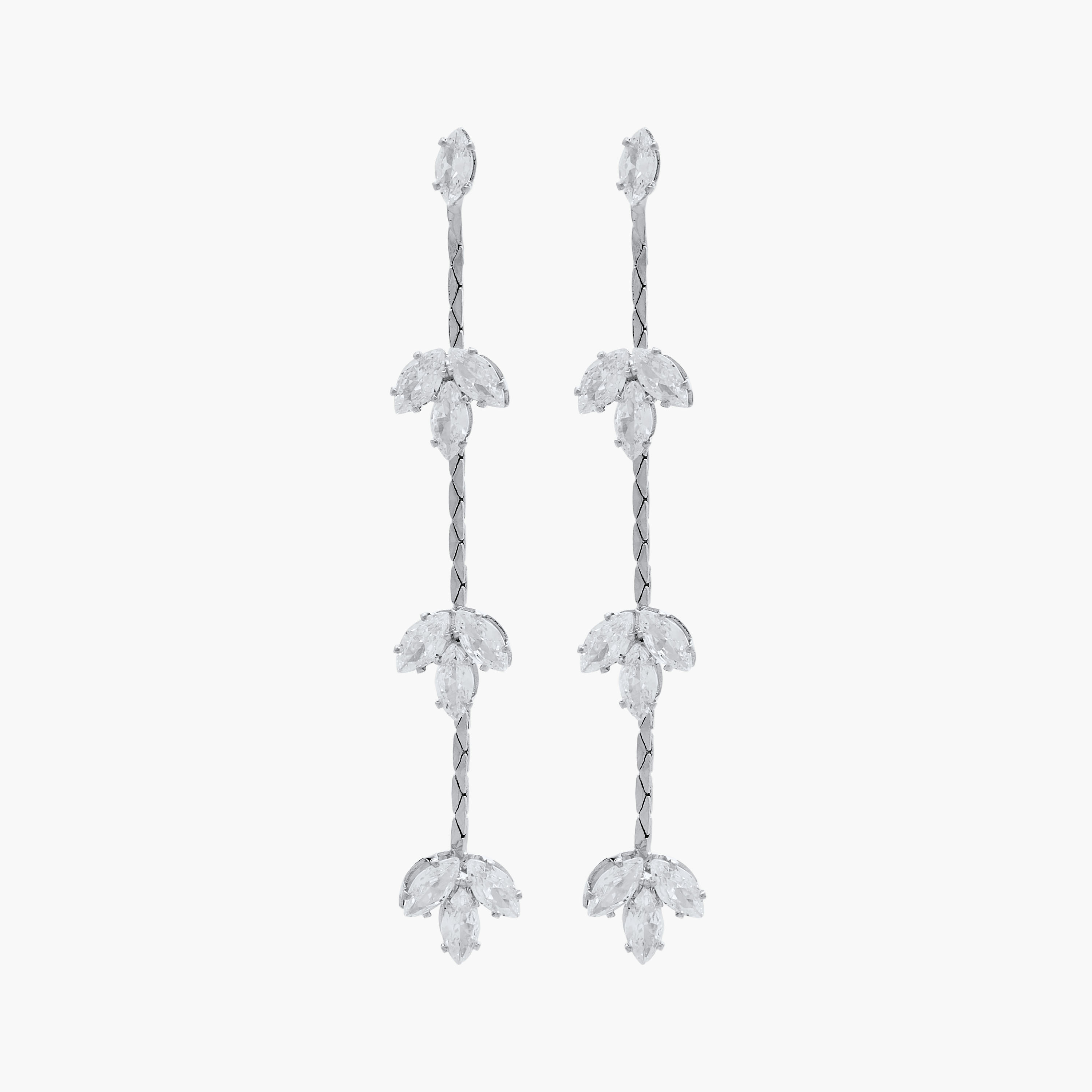 Metallic Cubic Zirconia Embellished Dangler Earrings with Pushback Closure-women-watchesandjewellery-jewellery-earrings-image-1
