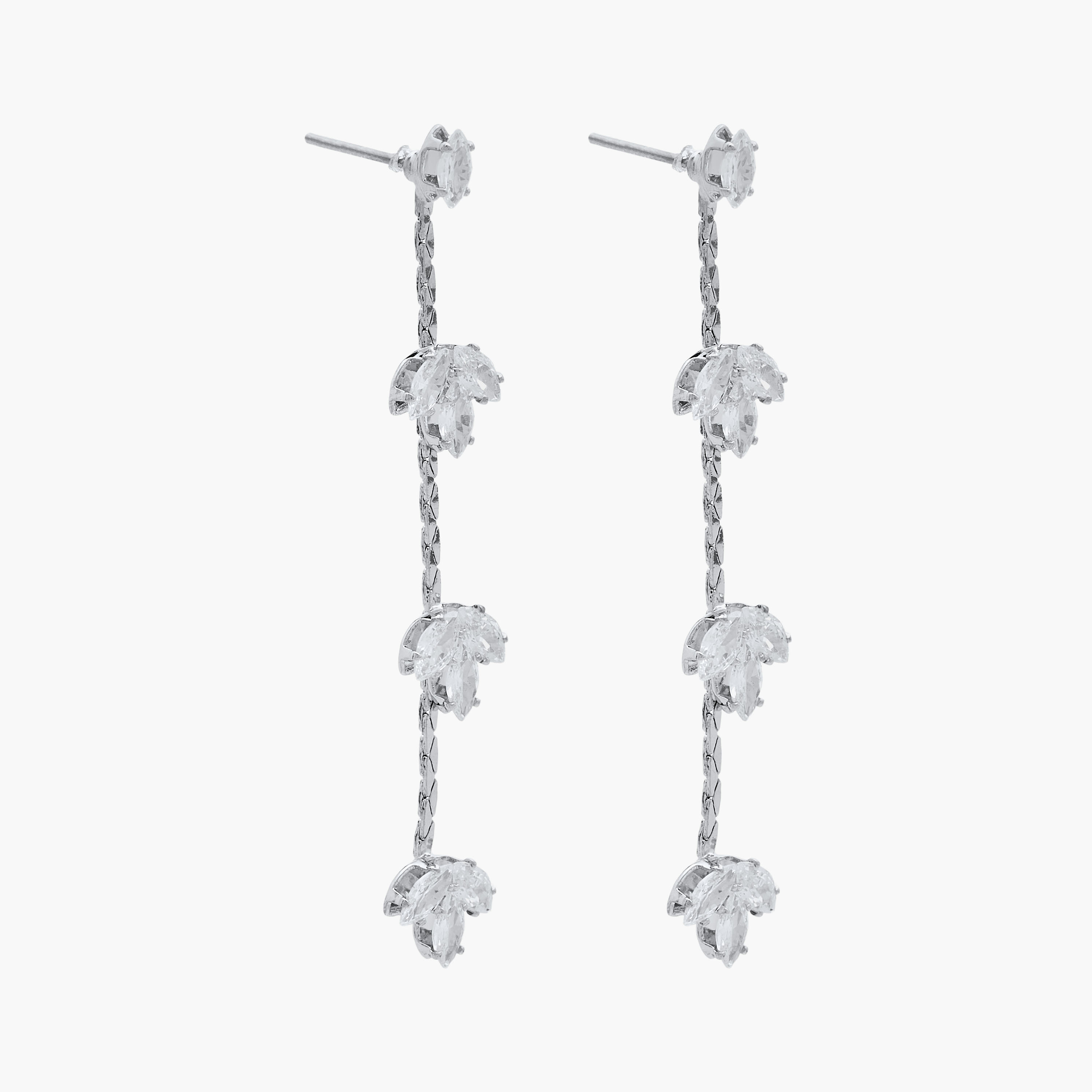 Metallic Cubic Zirconia Embellished Dangler Earrings with Pushback Closure-women-watchesandjewellery-jewellery-earrings-image-2