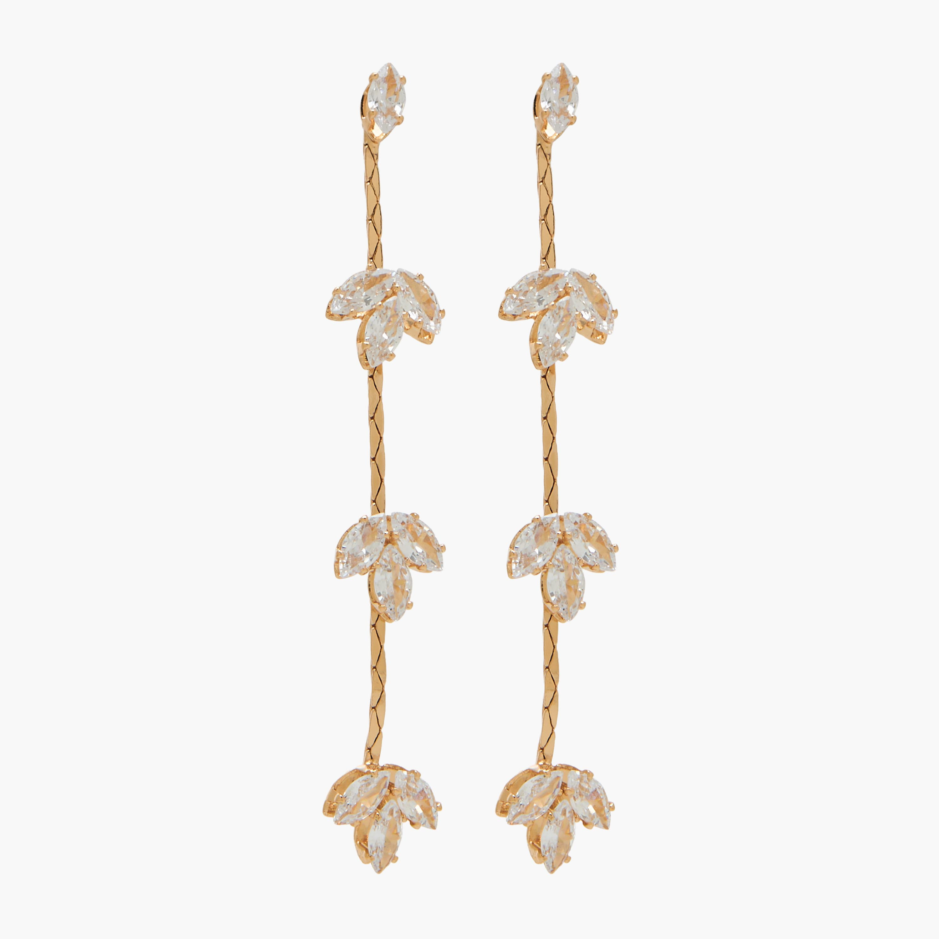 Gold Tone Cubic Zirconia Embellished Drop Earrings with Pushback Closure-women-watchesandjewellery-jewellery-earrings-image-1