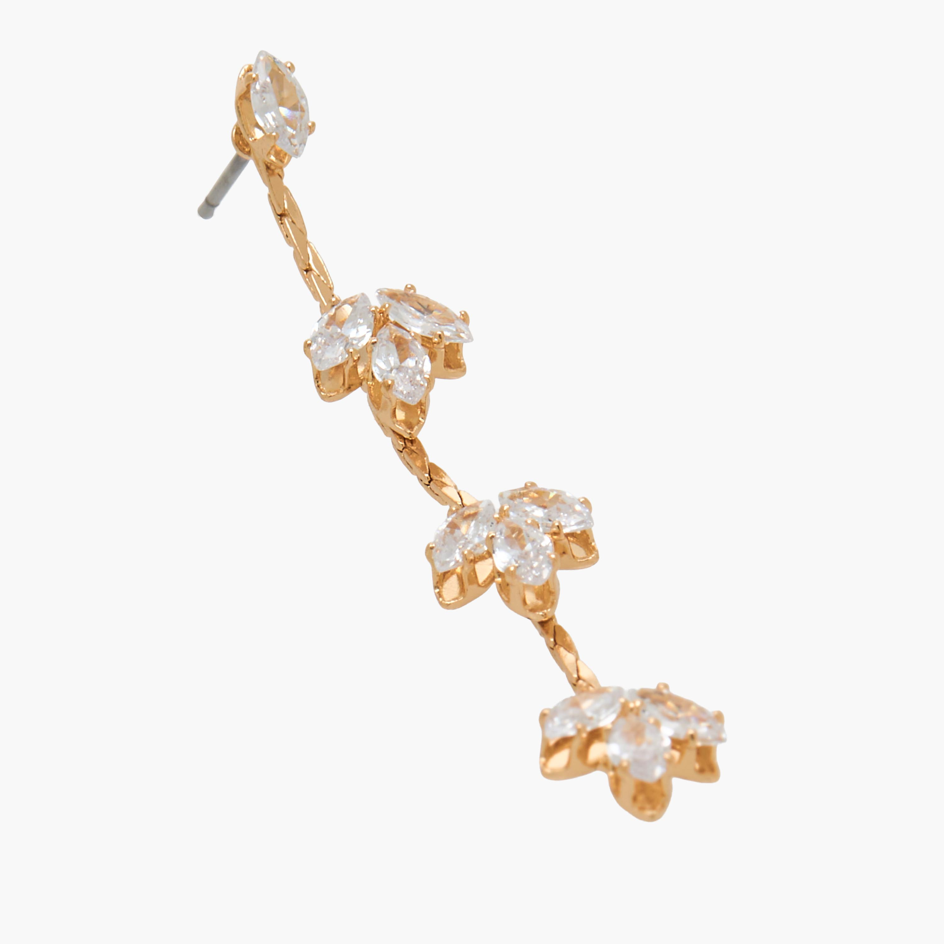 Gold Tone Cubic Zirconia Embellished Drop Earrings with Pushback Closure-women-watchesandjewellery-jewellery-earrings-image-3