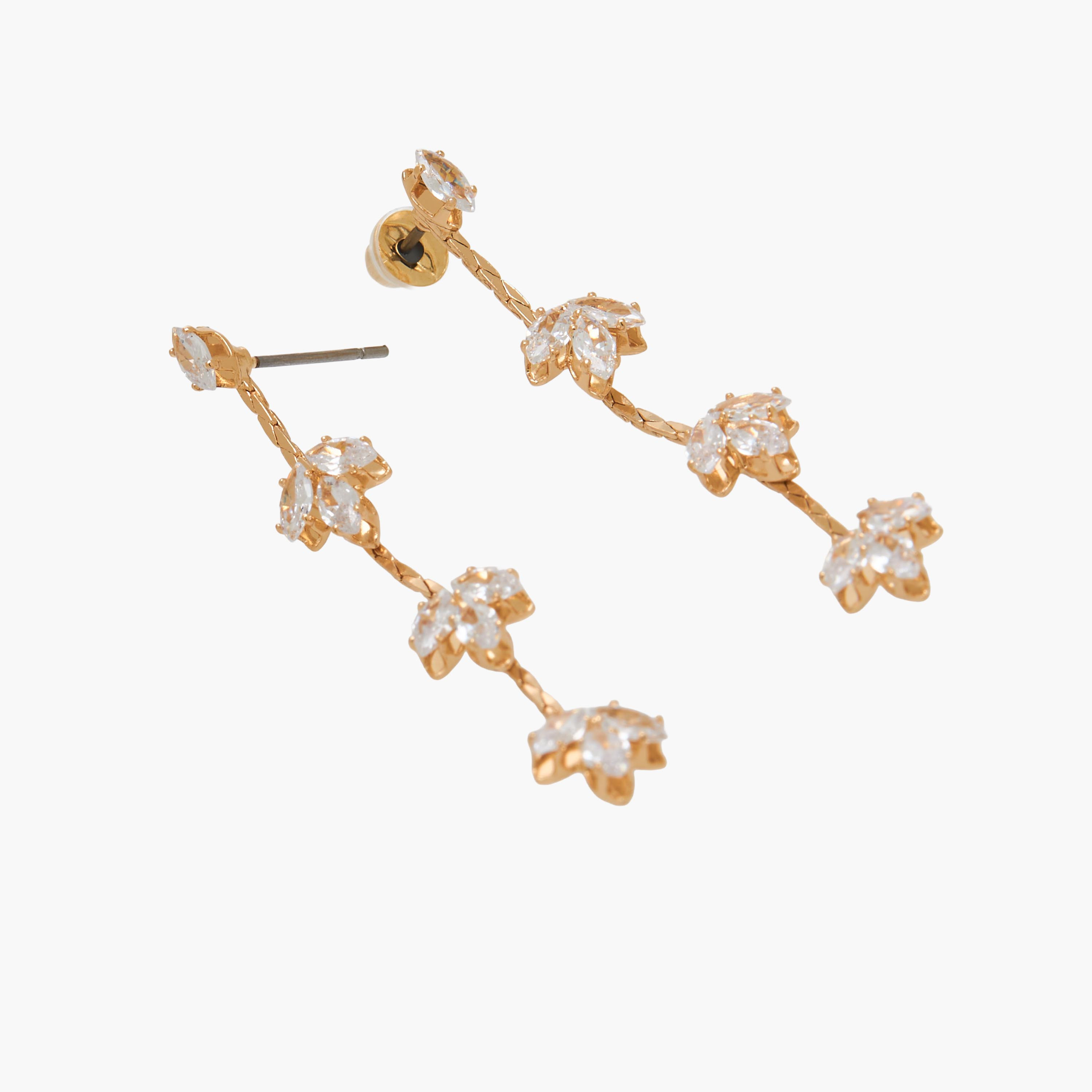 Gold Tone Cubic Zirconia Embellished Drop Earrings with Pushback Closure-women-watchesandjewellery-jewellery-earrings-image-4