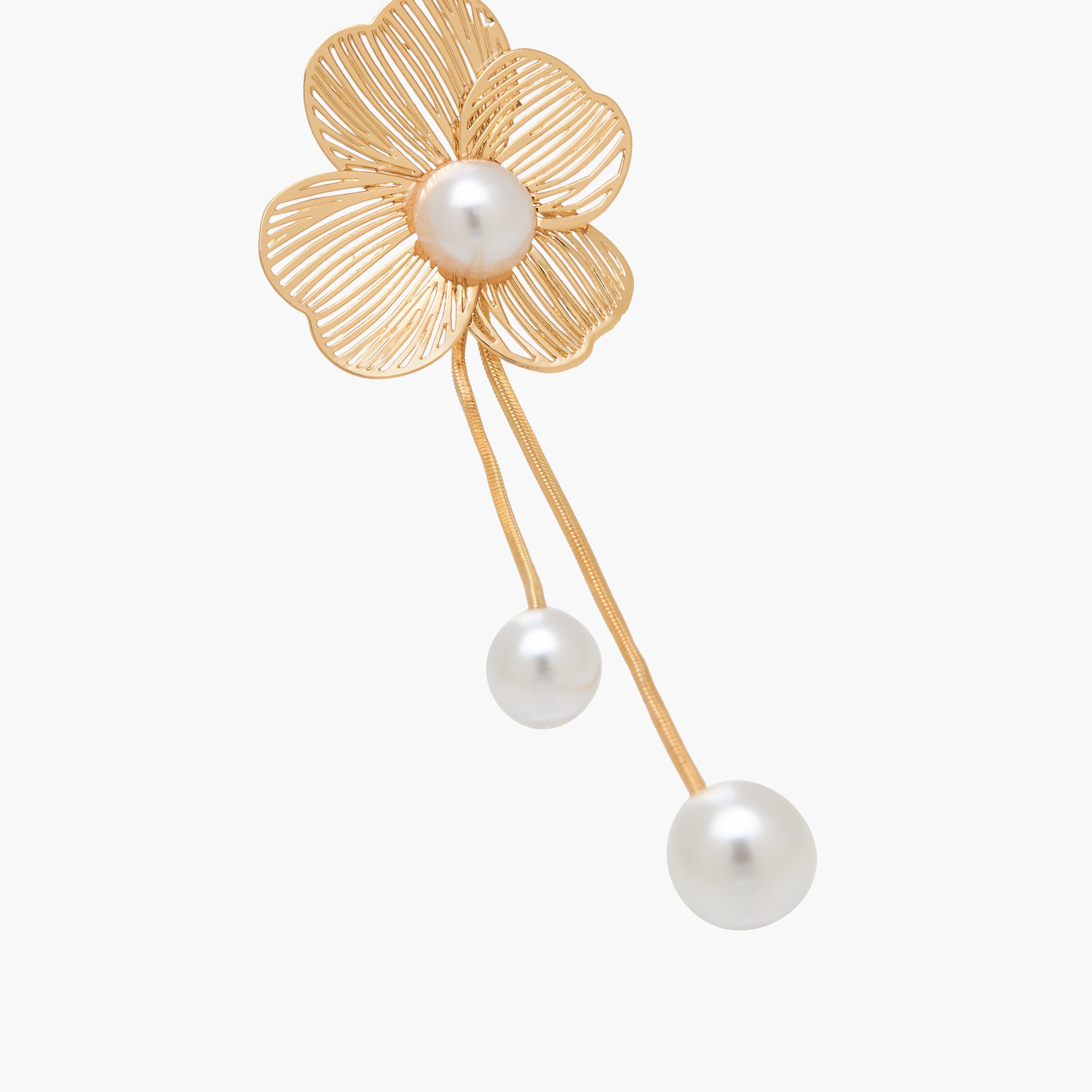 Gold Tone Pearl Embellished Drop Earrings with Pushback Closure-women-watchesandjewellery-jewellery-earrings-image-3