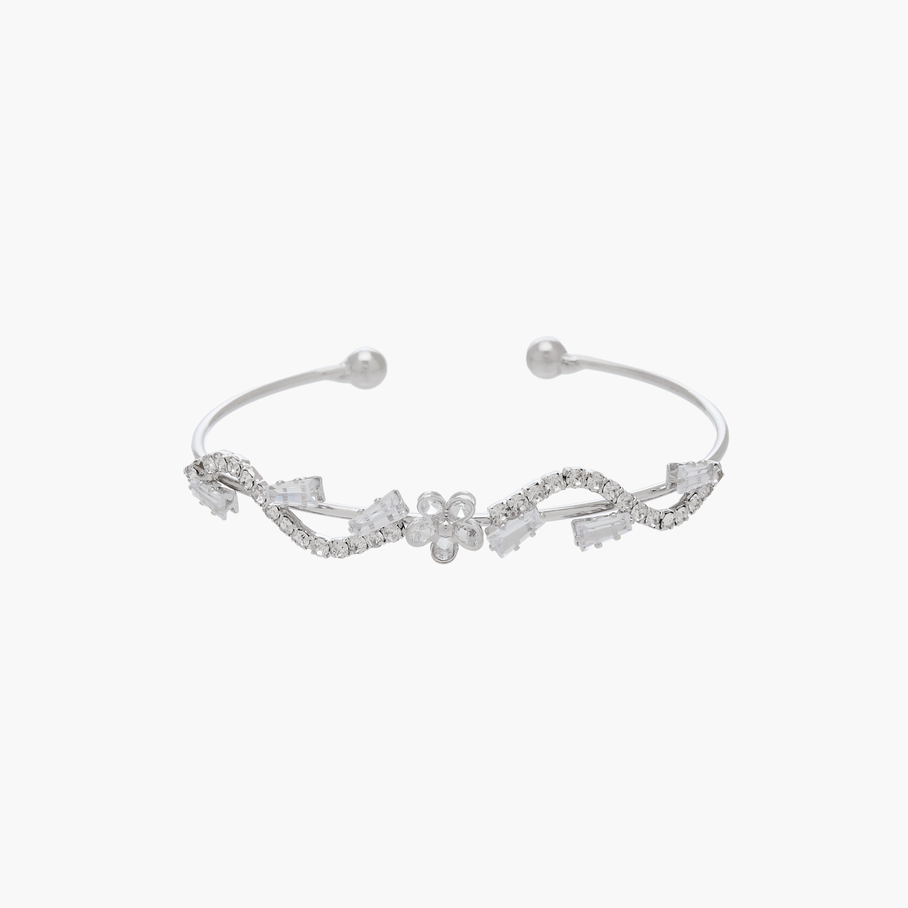Metal Cubic Zirconia Embellished Cuff Bangle-women-watchesandjewellery-jewellery-banglesandbracelets-image-1