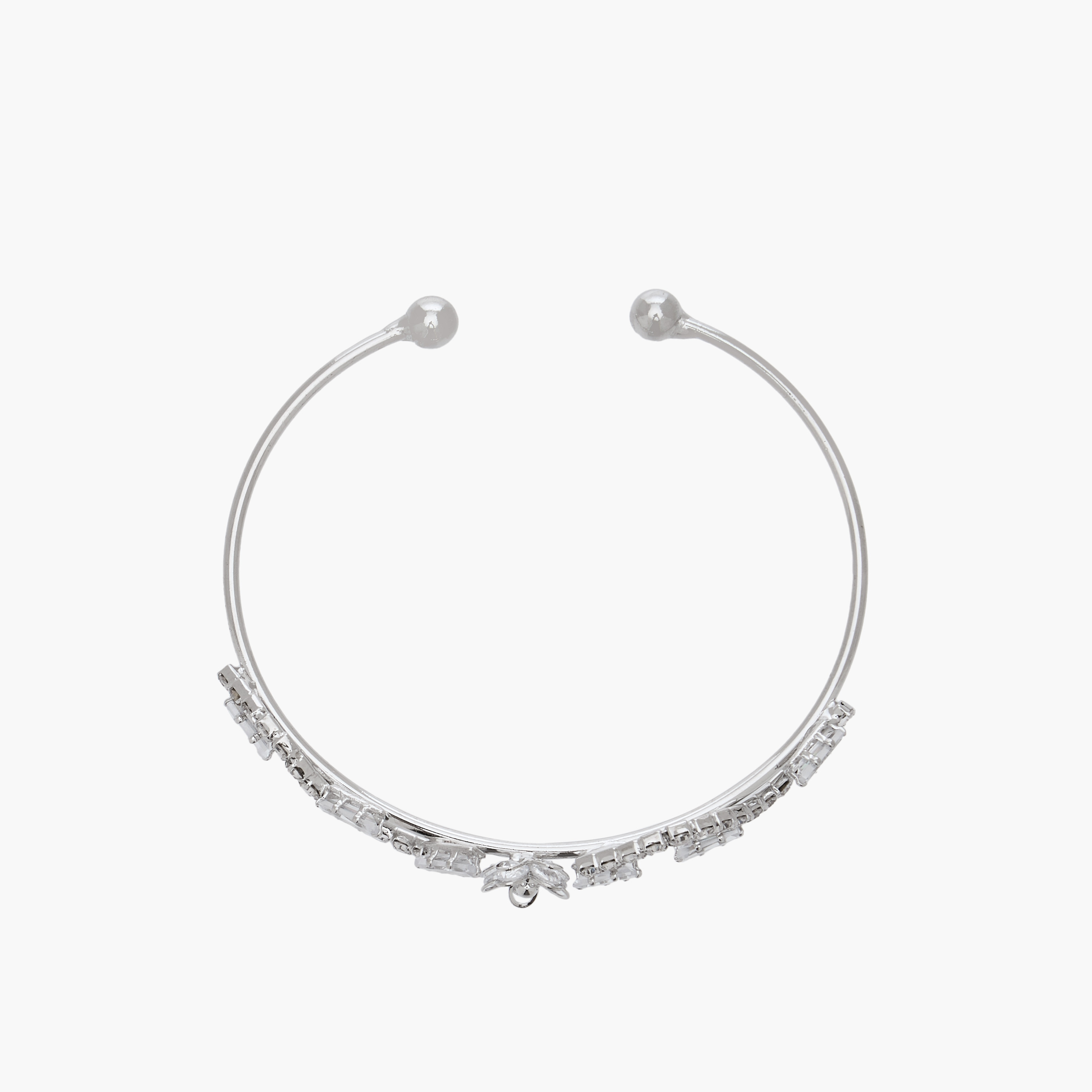 Metal Cubic Zirconia Embellished Cuff Bangle-women-watchesandjewellery-jewellery-banglesandbracelets-image-2