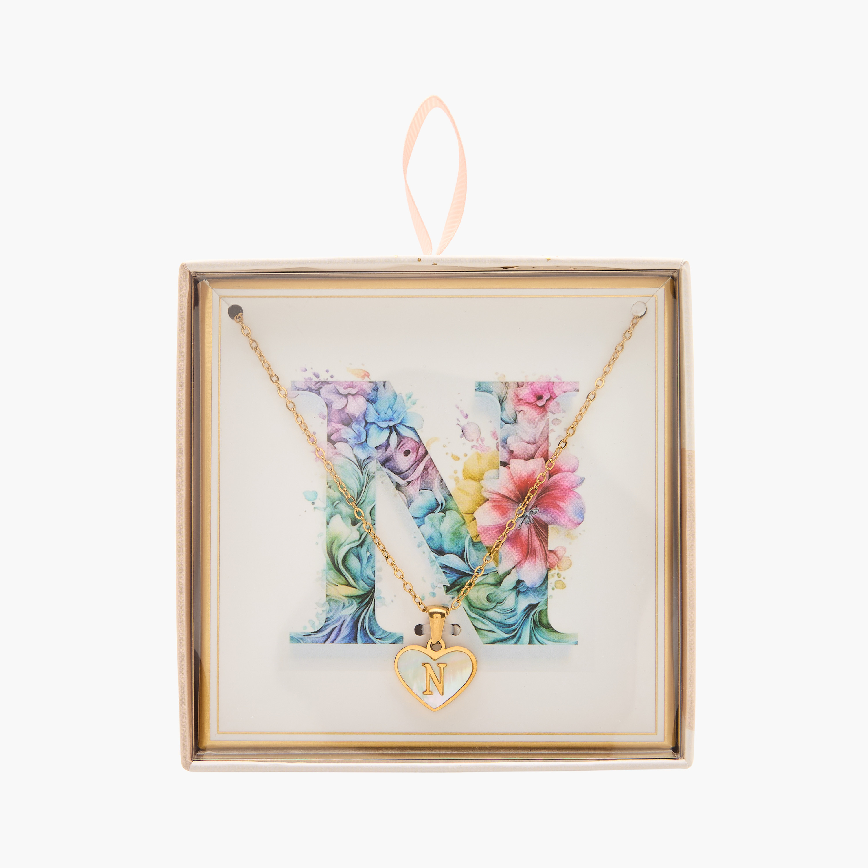 Gold Tone Pendant Necklace with Initial N-women-watchesandjewellery-jewellery-necklacesandpendants-image-4