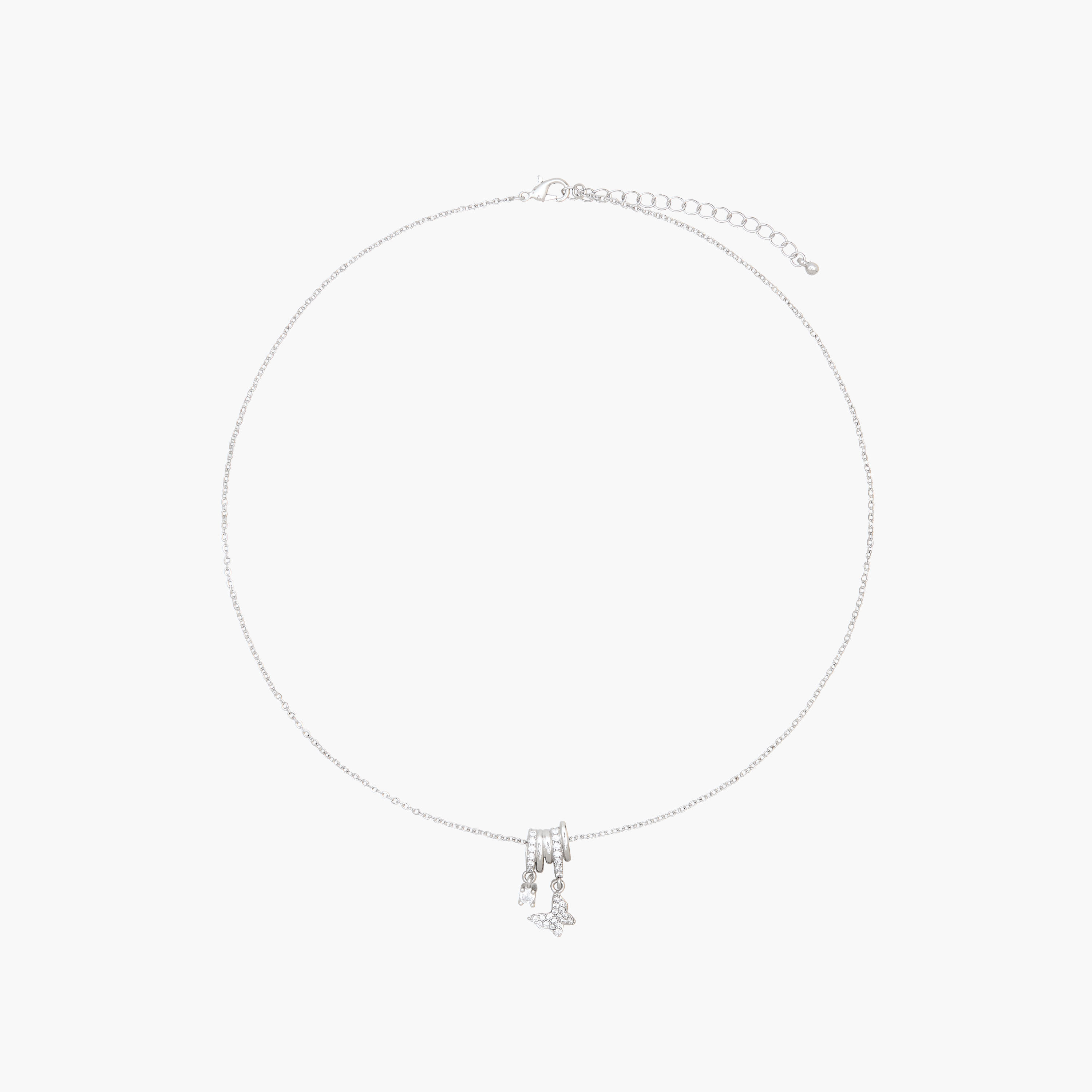 Silver Tone Pendant Necklace with Cubic Zirconia Stone Embellishment-women-watchesandjewellery-jewellery-necklacesandpendants-image-1