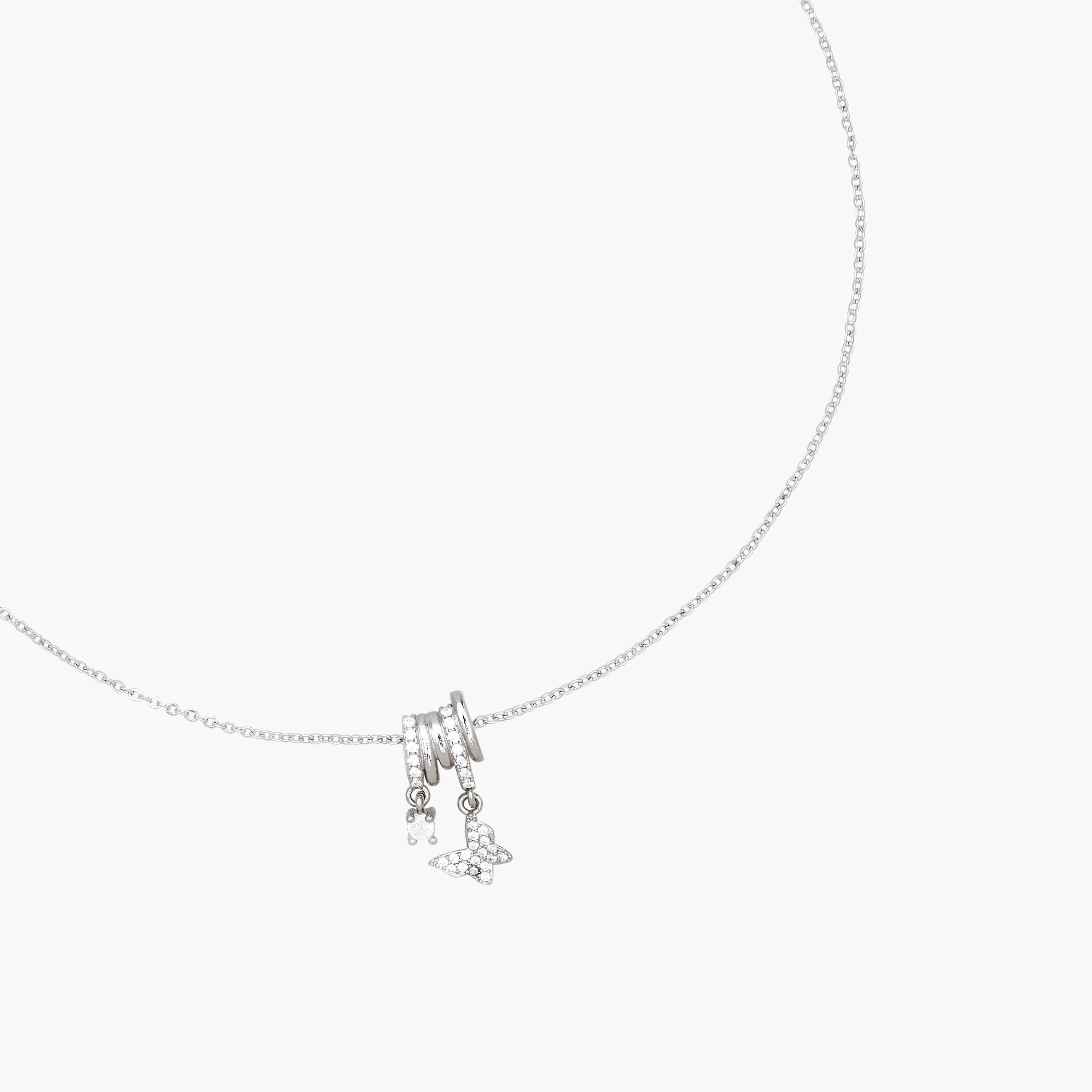 Silver Tone Pendant Necklace with Cubic Zirconia Stone Embellishment-women-watchesandjewellery-jewellery-necklacesandpendants-image-2