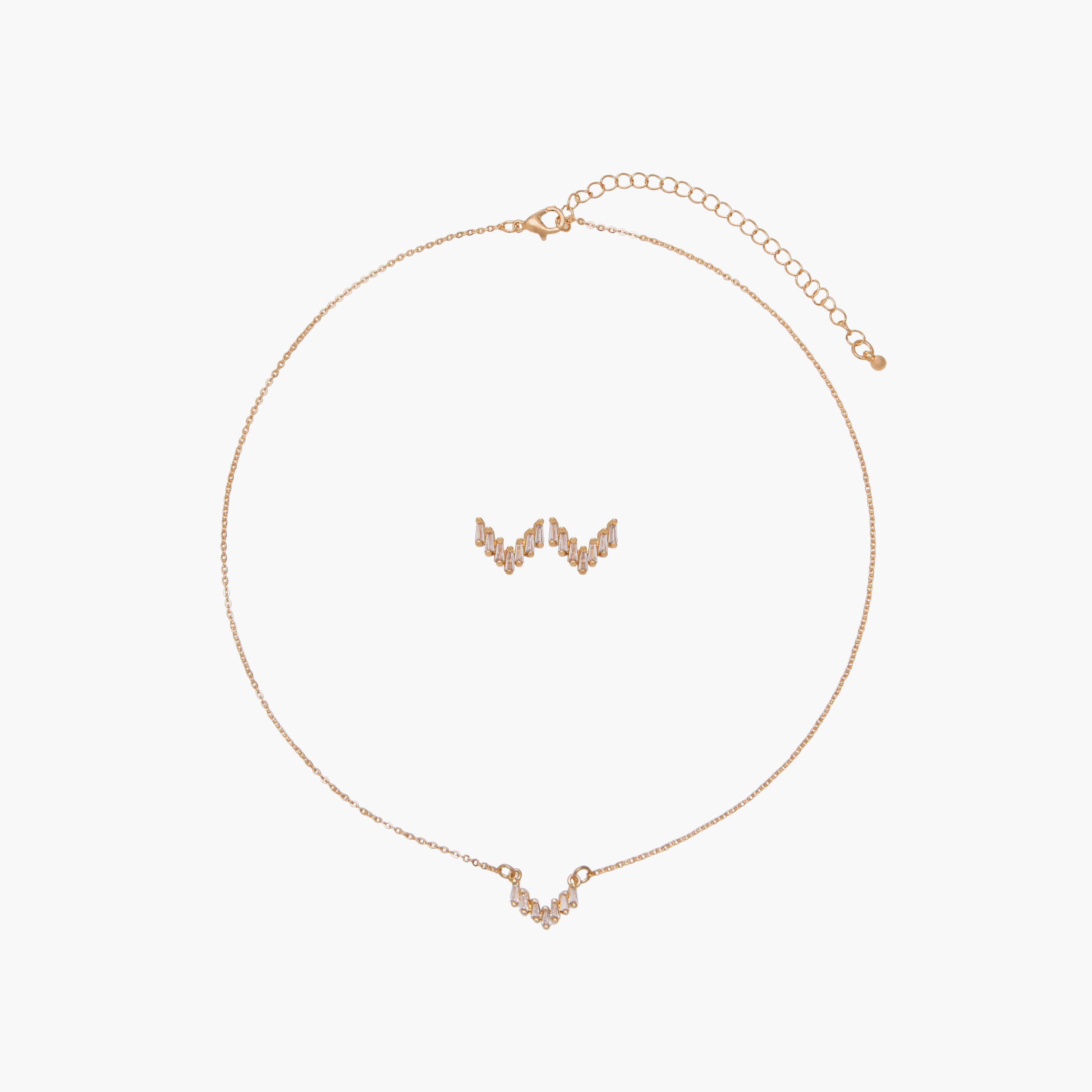 Set of 2 - Embellished Gold Tone Necklace and Earrings-women-watchesandjewellery-jewellery-jewellerysets-image-1