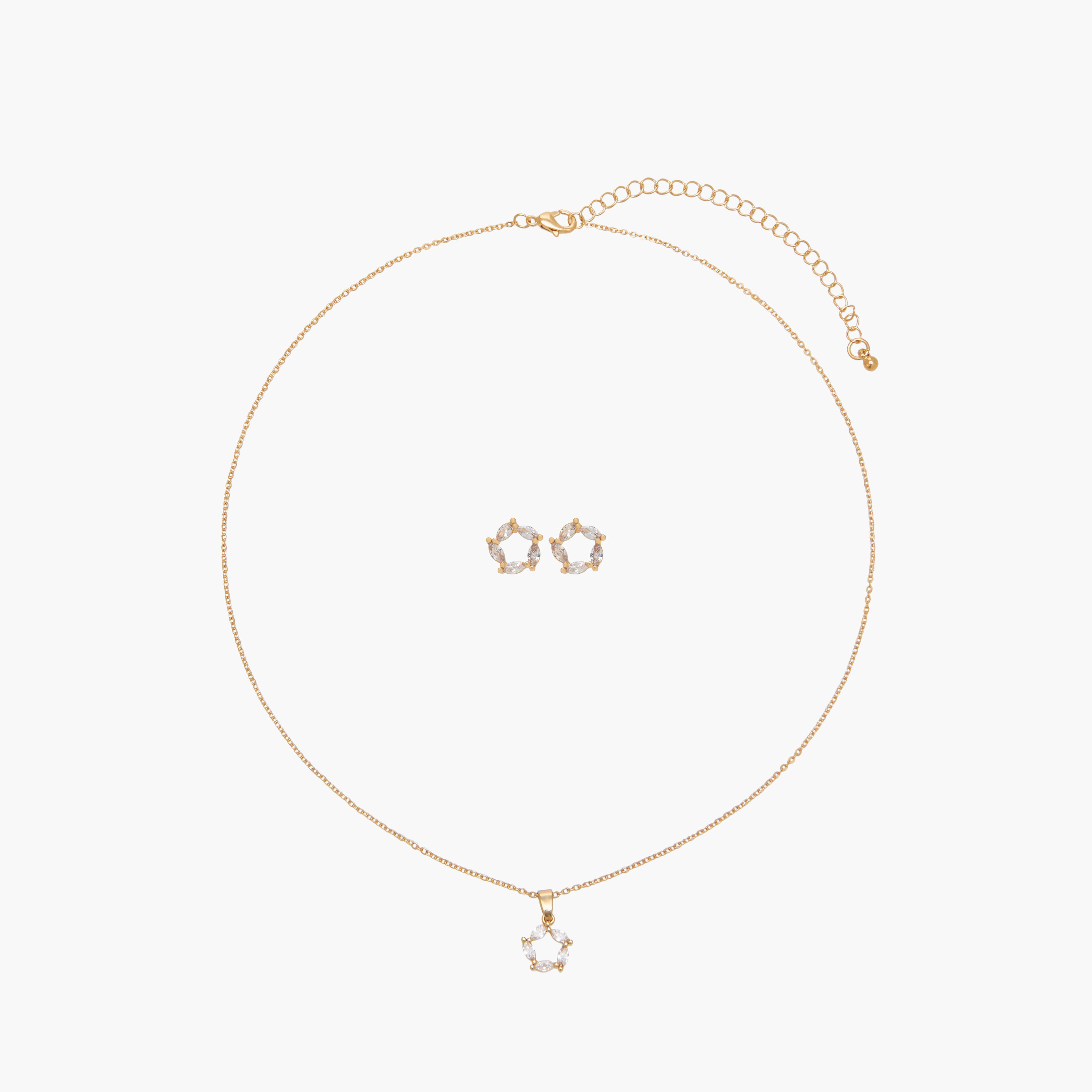 Set of 2 - Cubic Zirconia Embellished Pendant Necklace and Earrings-women-watchesandjewellery-jewellery-jewellerysets-image-1