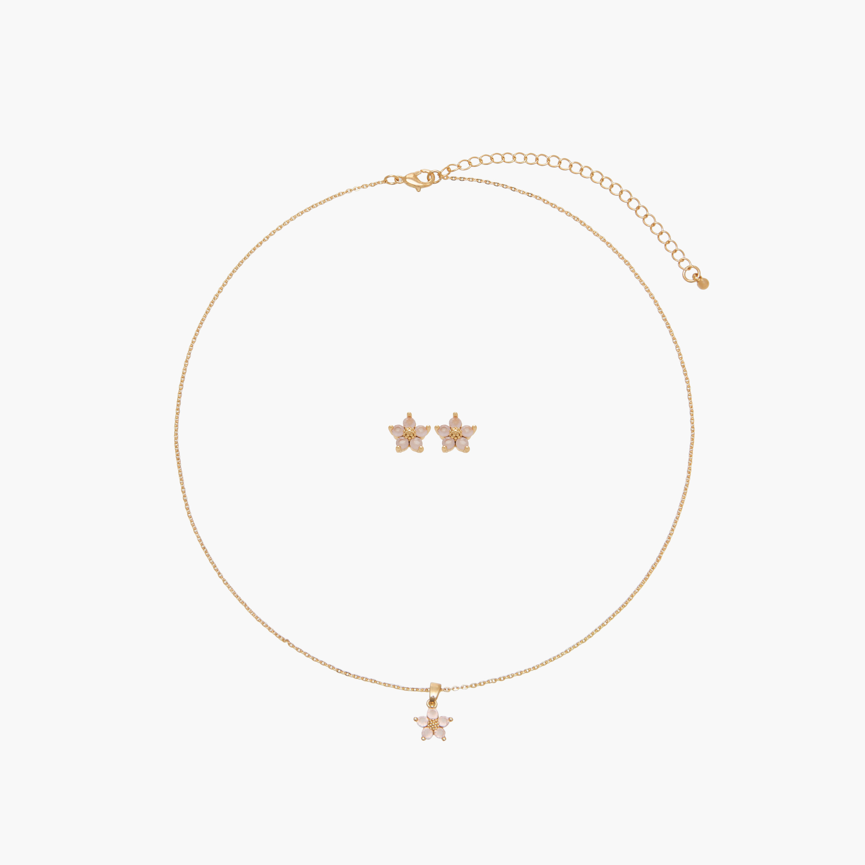 طقم من 2 - قلادة بدلاية زهور وزينة مكعب زيركون وأقراط-women-watchesandjewellery-jewellery-jewellerysets-image-1