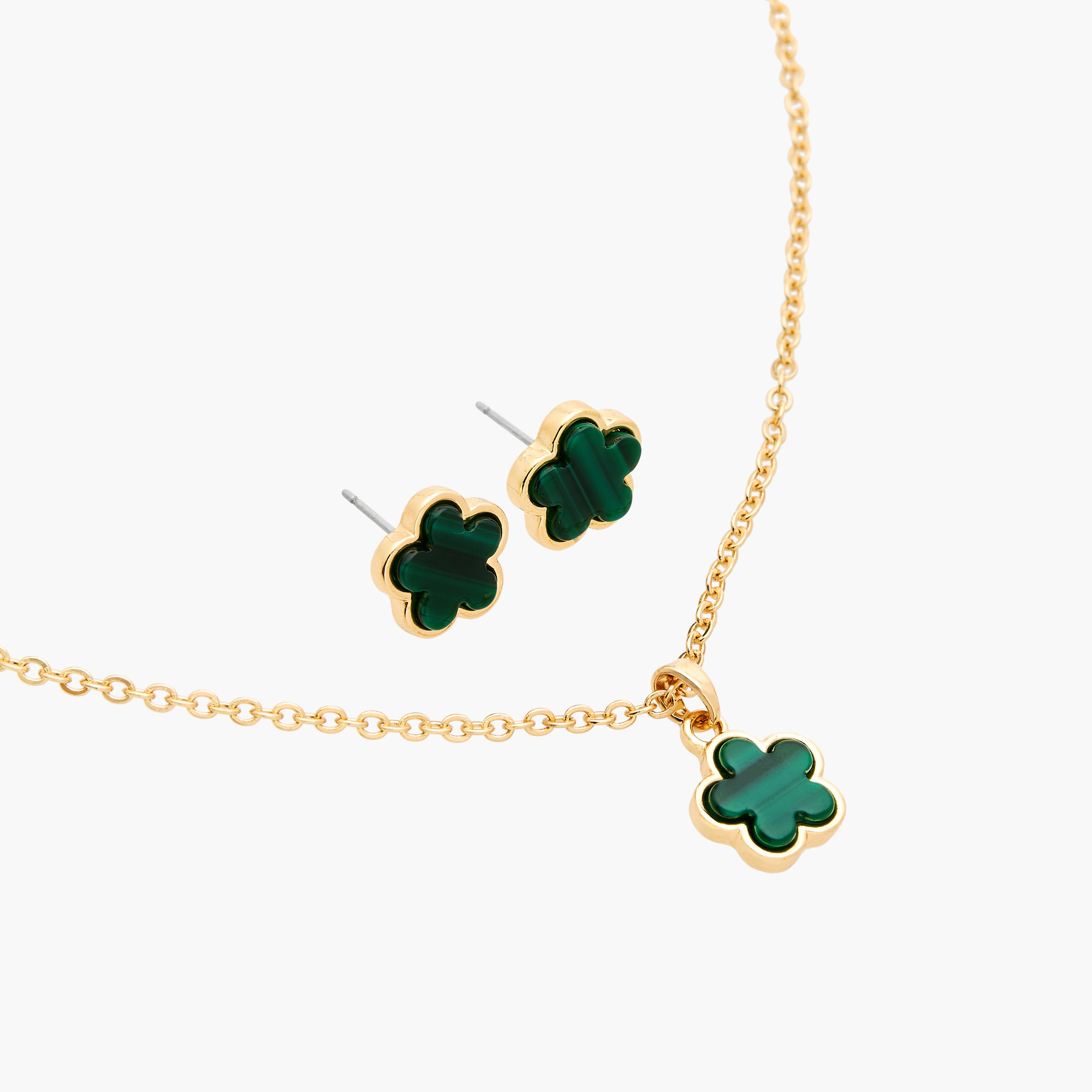 Set of 2 - Embellished Floral Pendant Necklace and Earrings-women-watchesandjewellery-jewellery-jewellerysets-image-3