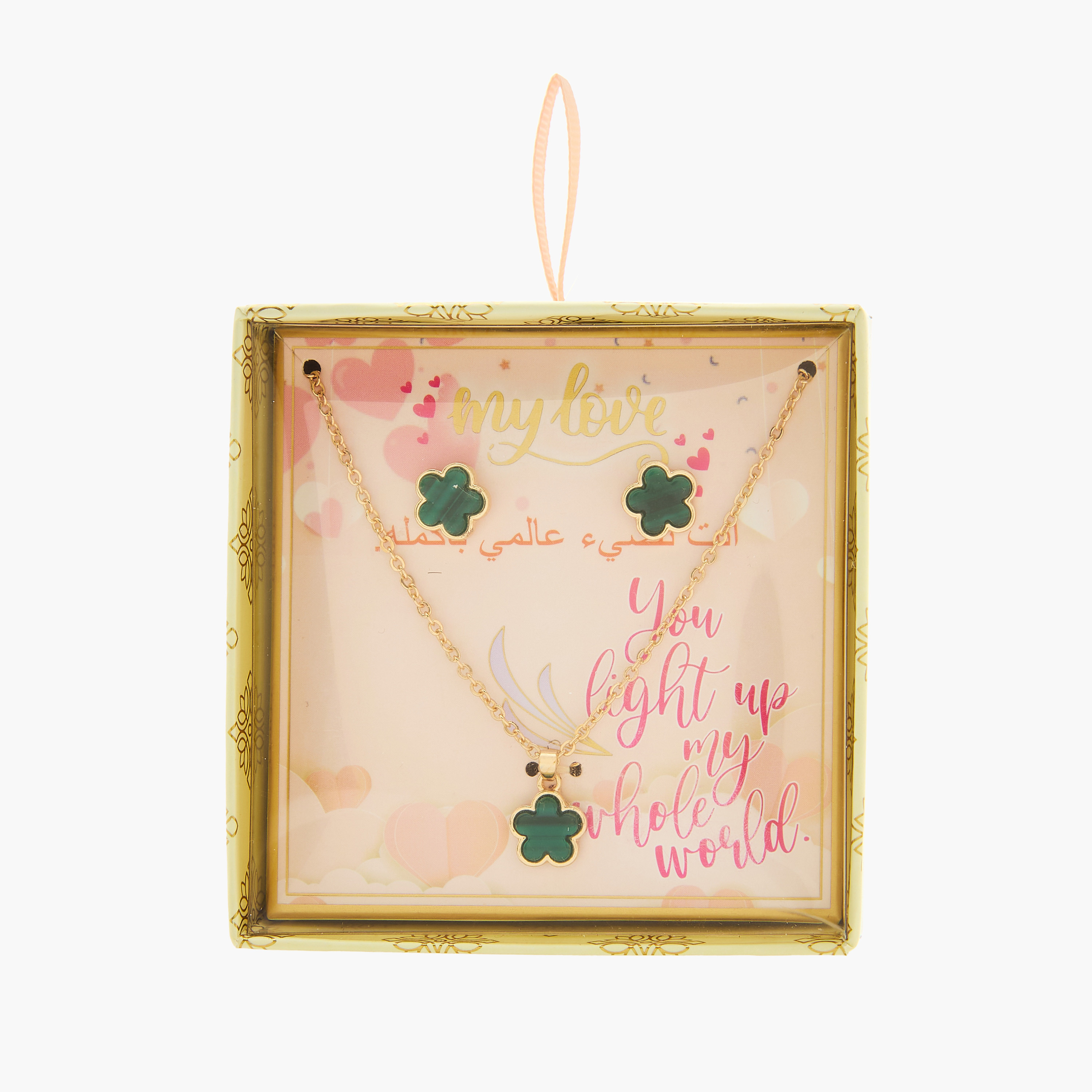 Set of 2 - Embellished Floral Pendant Necklace and Earrings-women-watchesandjewellery-jewellery-jewellerysets-image-8