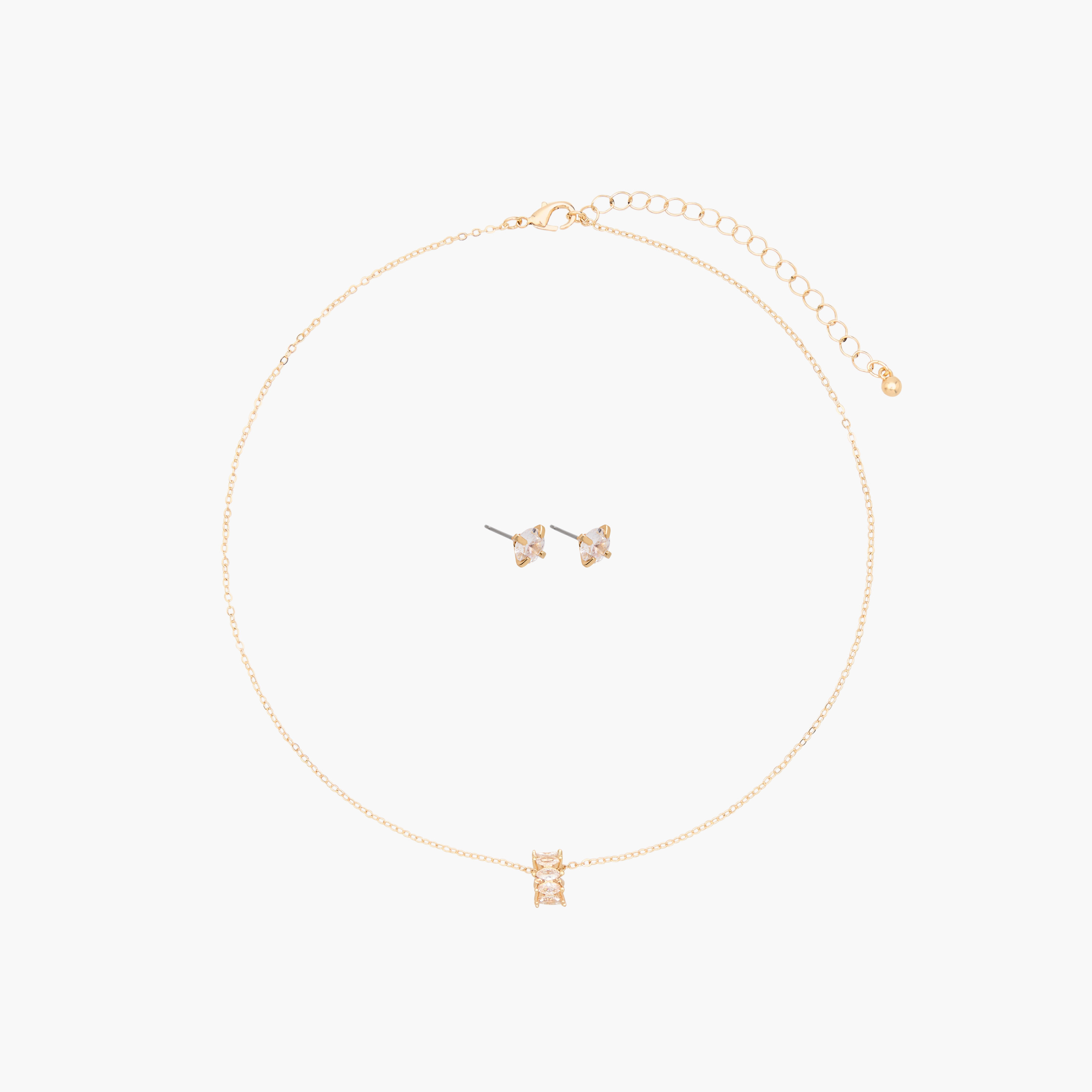 Set of 2 - Stone Embellished Necklace and Earrings-women-watchesandjewellery-jewellery-jewellerysets-image-1