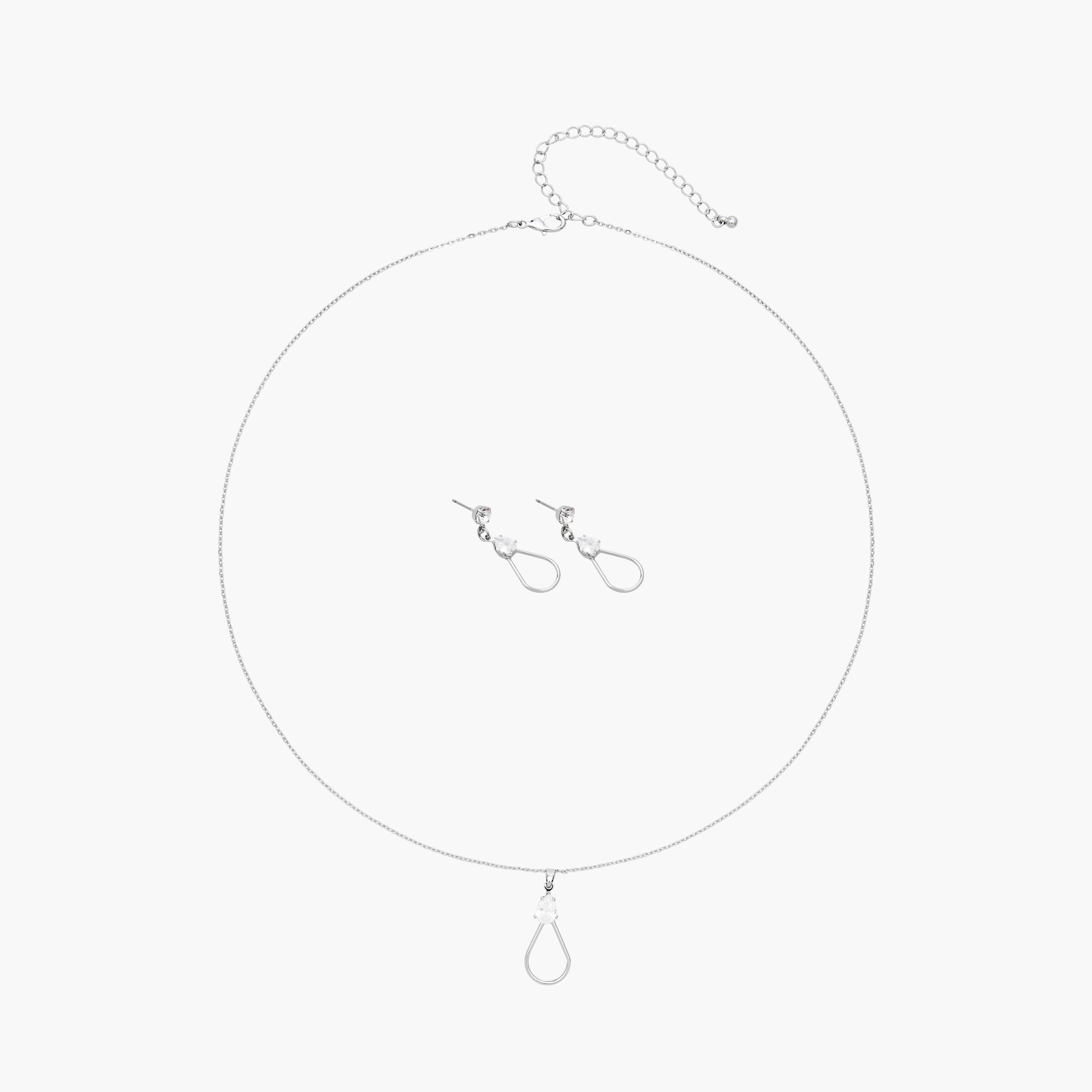Set of 2 - Stone Embellished Pendant Necklace and Earrings-women-watchesandjewellery-jewellery-jewellerysets-image-1