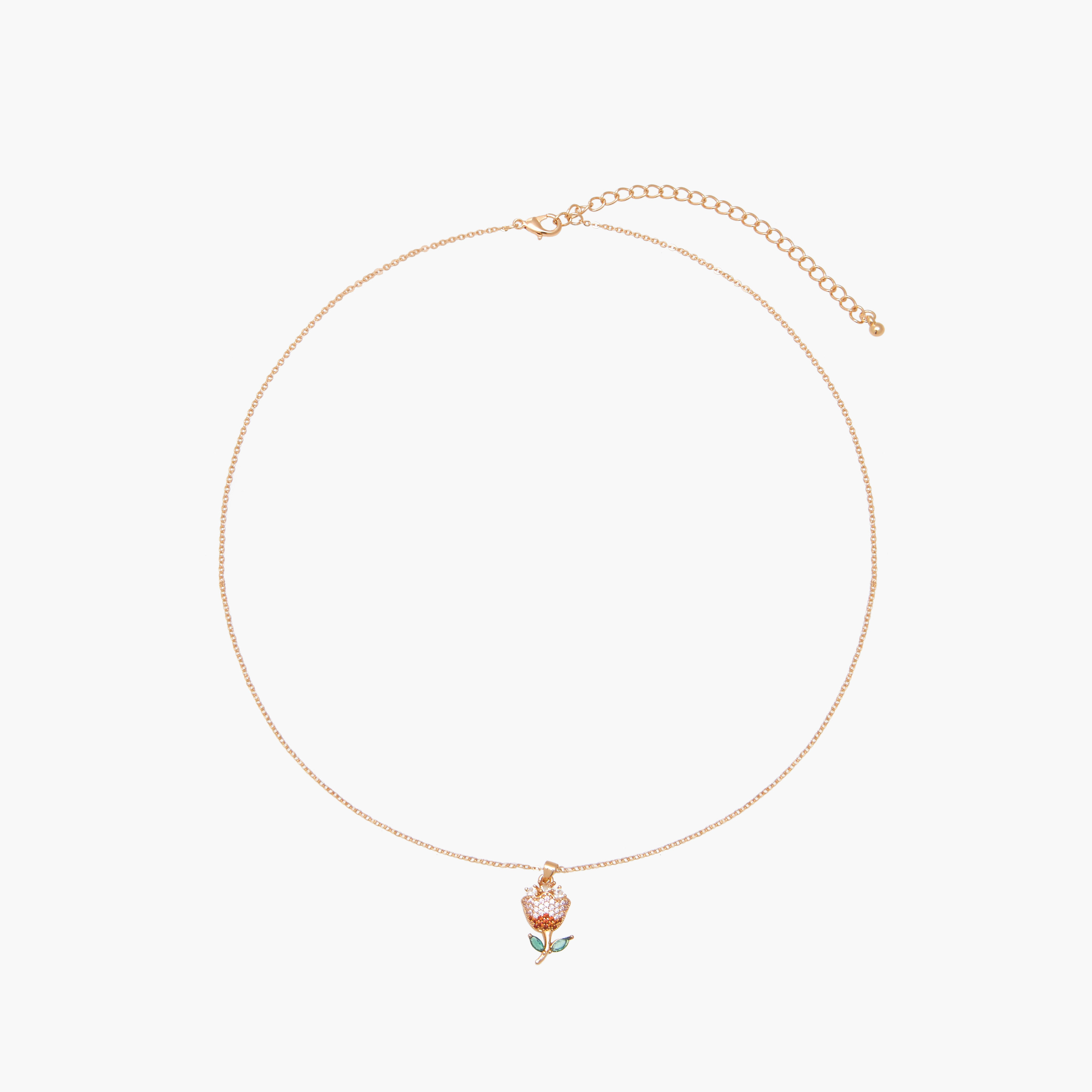 Gold Tone Cubic Zirconia Pendant Necklace with Floral Design-women-watchesandjewellery-jewellery-necklacesandpendants-image-3