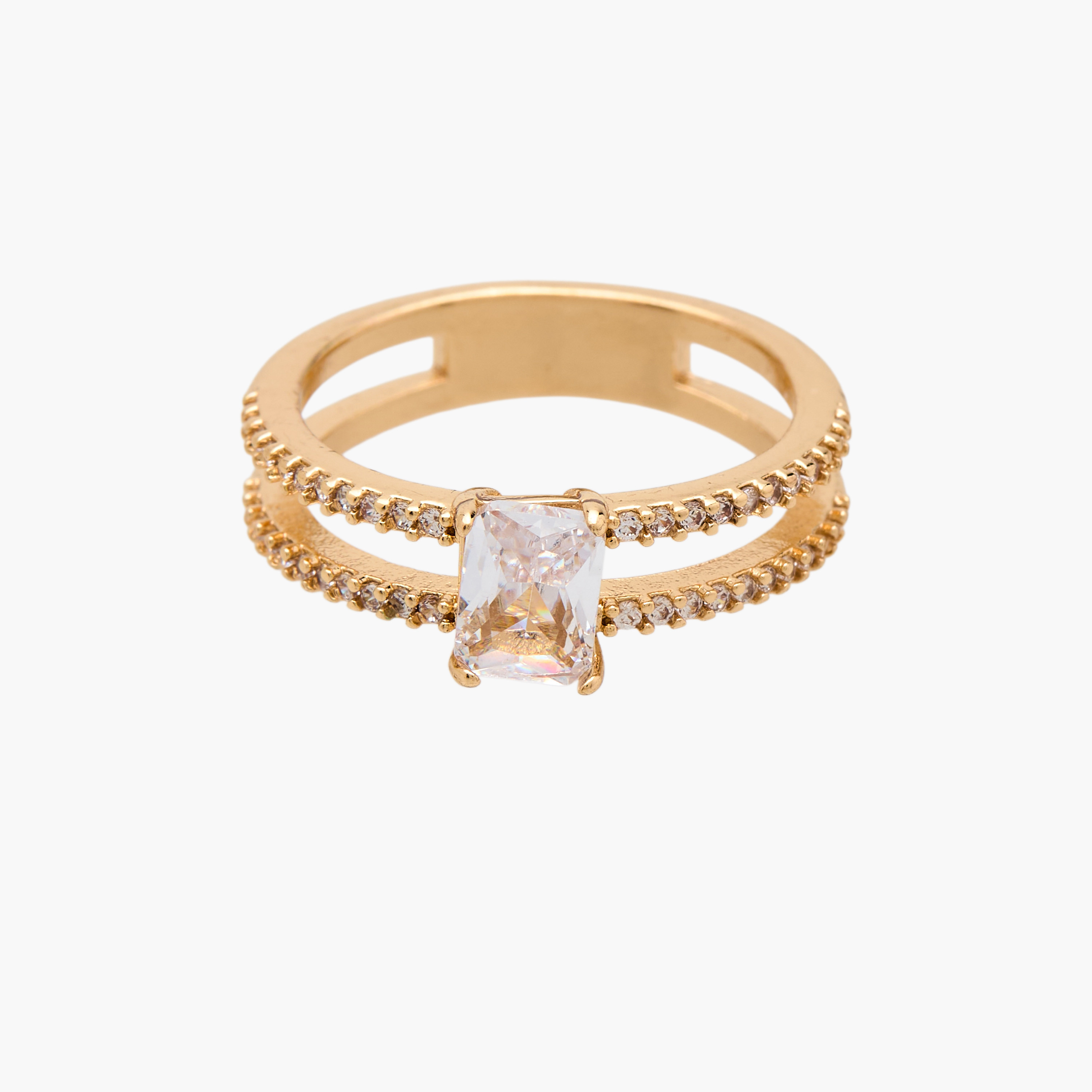 Gold Tone Cubic Zirconia Embellished Ring-women-watchesandjewellery-jewellery-rings-image-2